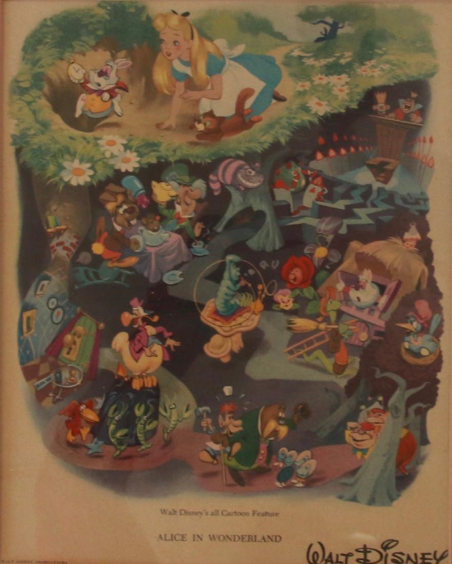 VINTAGE ALICE AND WONDERLAND MOVIE POSTER: FRAMED AND MATTED UNDER GLASS Size:8 X 10