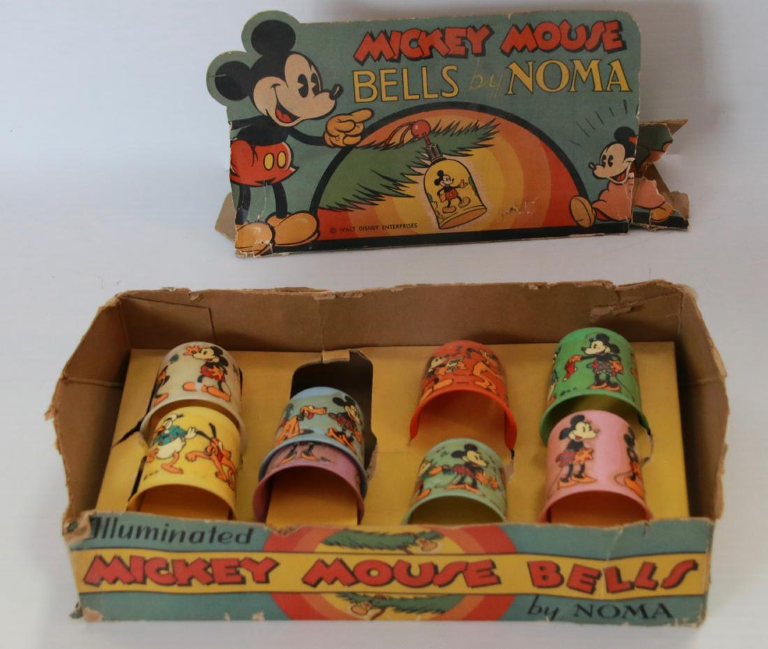 NOMA MICKEY MOUSE BELLS: IN ORIGINAL BOX, CATALOG #59, SHADES ONLY (8) TOTAL IN GOOD CONDITION