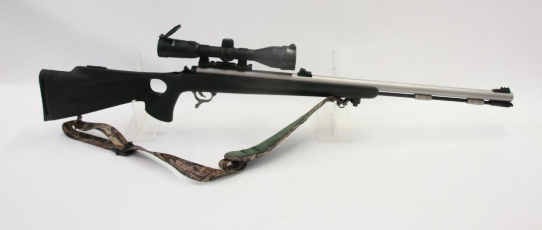 THOMPSON CENTER IN-LINE: .50CAL, SER# S134634 - WITH NIKON 3X9 SCOPE AND CAMO SLING