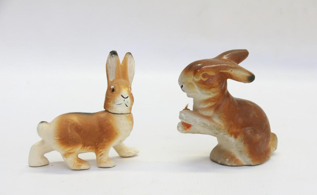 PAIR OF EASTER CANDY CONTAINERS: HEAD REMOVES ON ONE. THE OTHER HAS OPENING ON BOTTOM