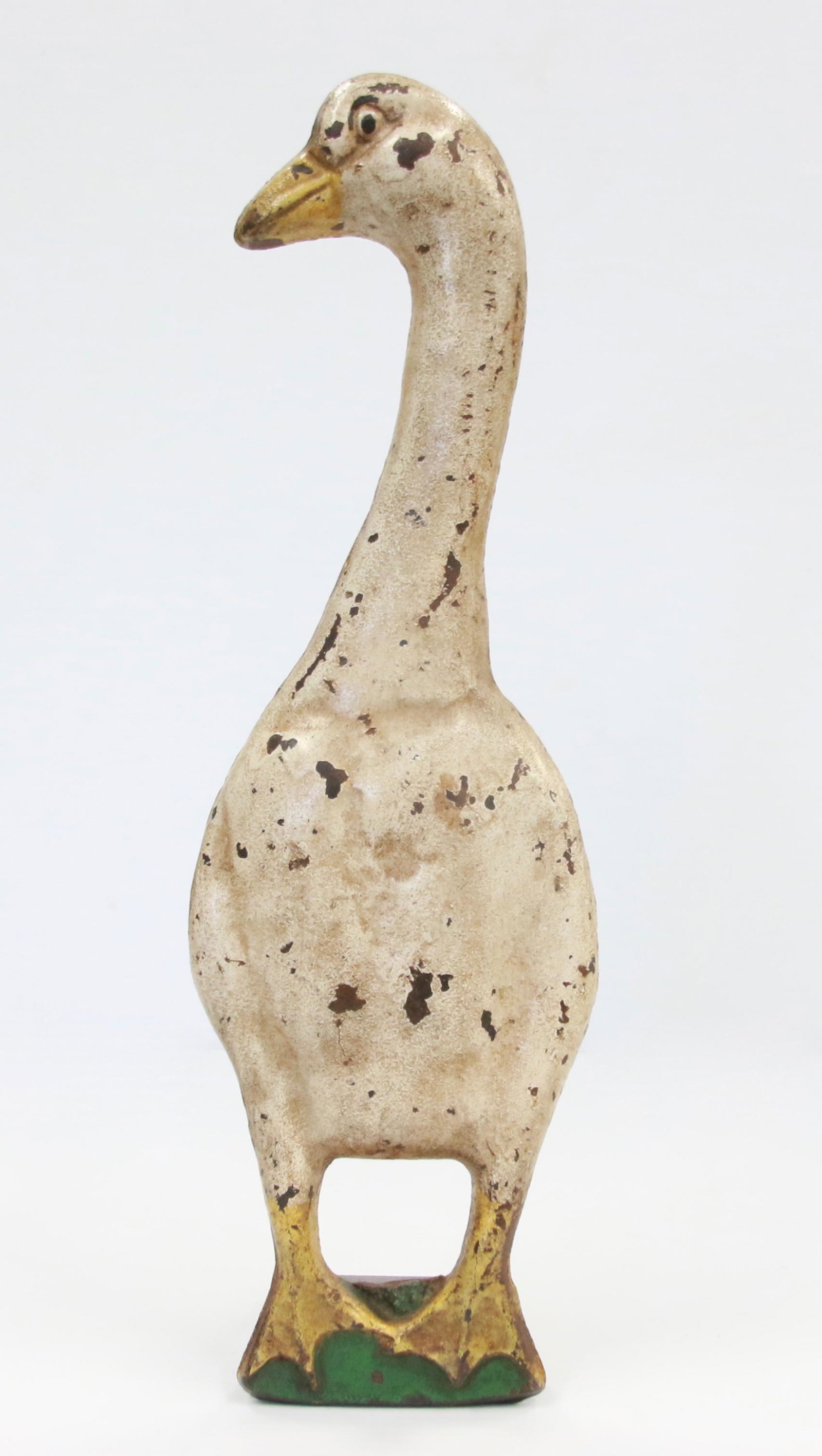 VINTAGE CAST IRON DUCK DOOR STOP: CIRCA 1920'S DUCK "WEDGE" DOOR STOP IN ORIGINAL PAINT Size: 13 1/4" H