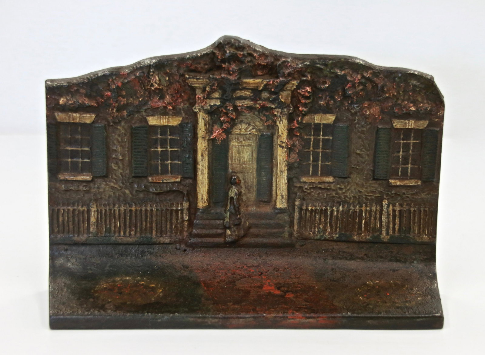 VINTAGE CAST IRON HOUSE DOOR STOP: EASTERN SPECIALTY MFG. CO - IN ORIGINAL PAINT Size: 8 1/4" X 5 3/4"