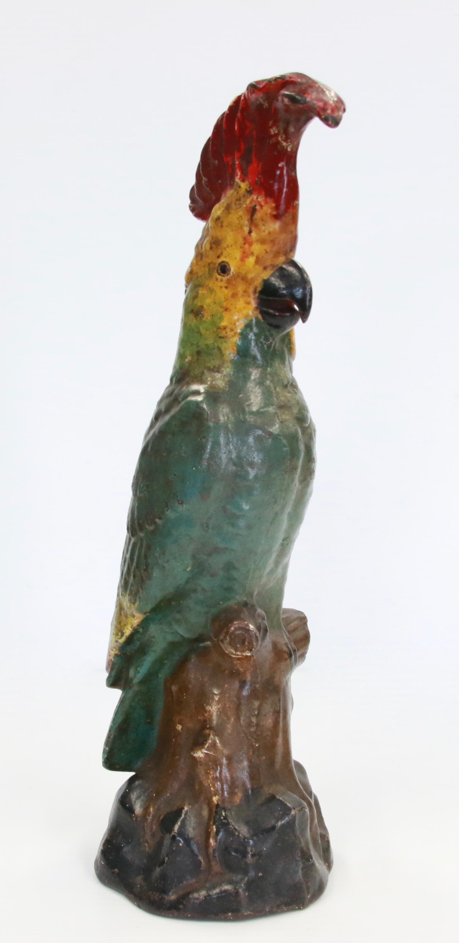 VINTAGE COCKATOO CAST IRON DOOR STOP: ALBANY FOUNDRIES - 20TH CENTURY - IN ORIGINAL PAINT Size: 14" H