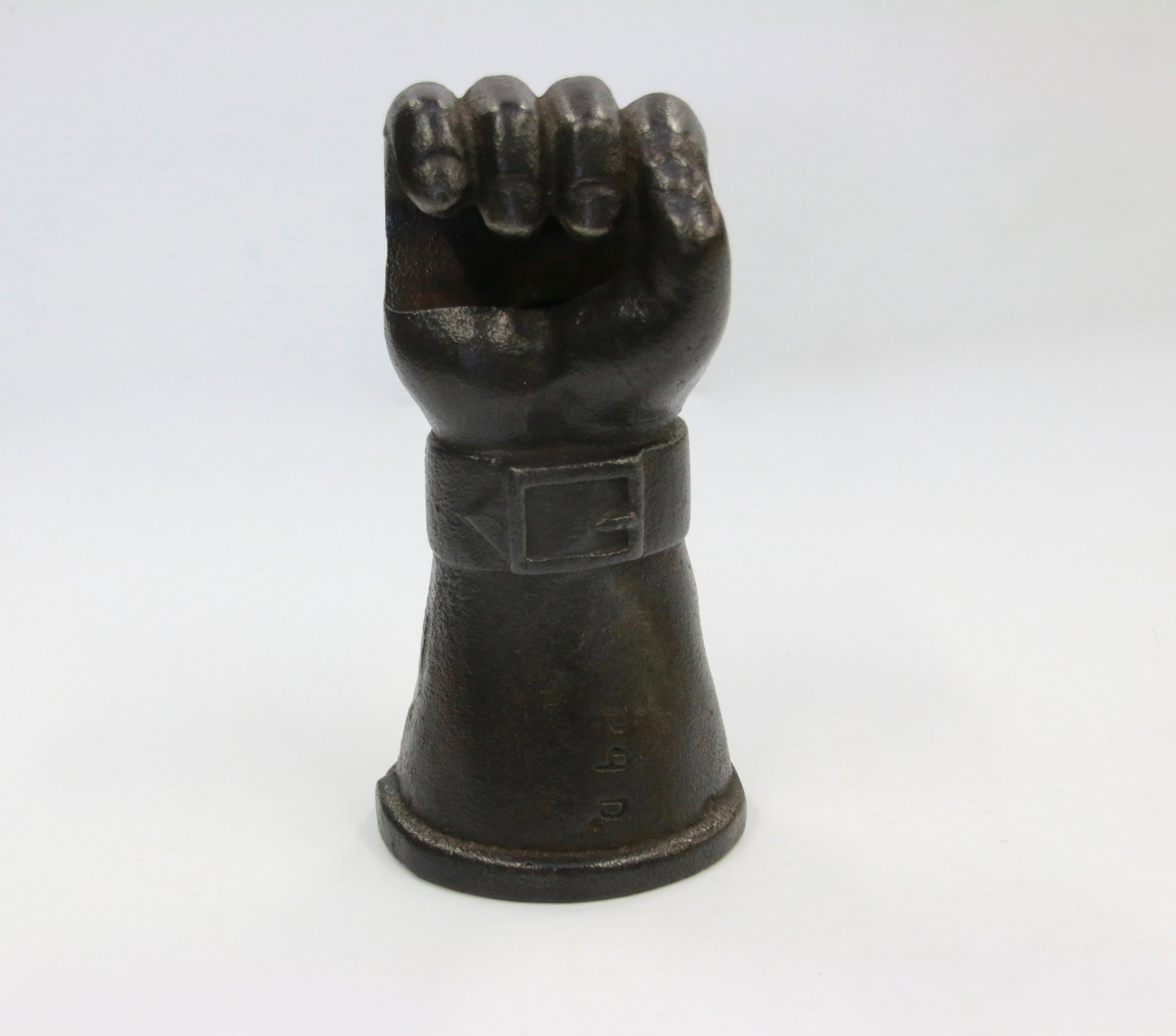 19TH CENTURY CAST IRON HAND HITCHING POST: IN THE FORM OF A HAND - MARKED "P.9.D." Size: 6 1/2"