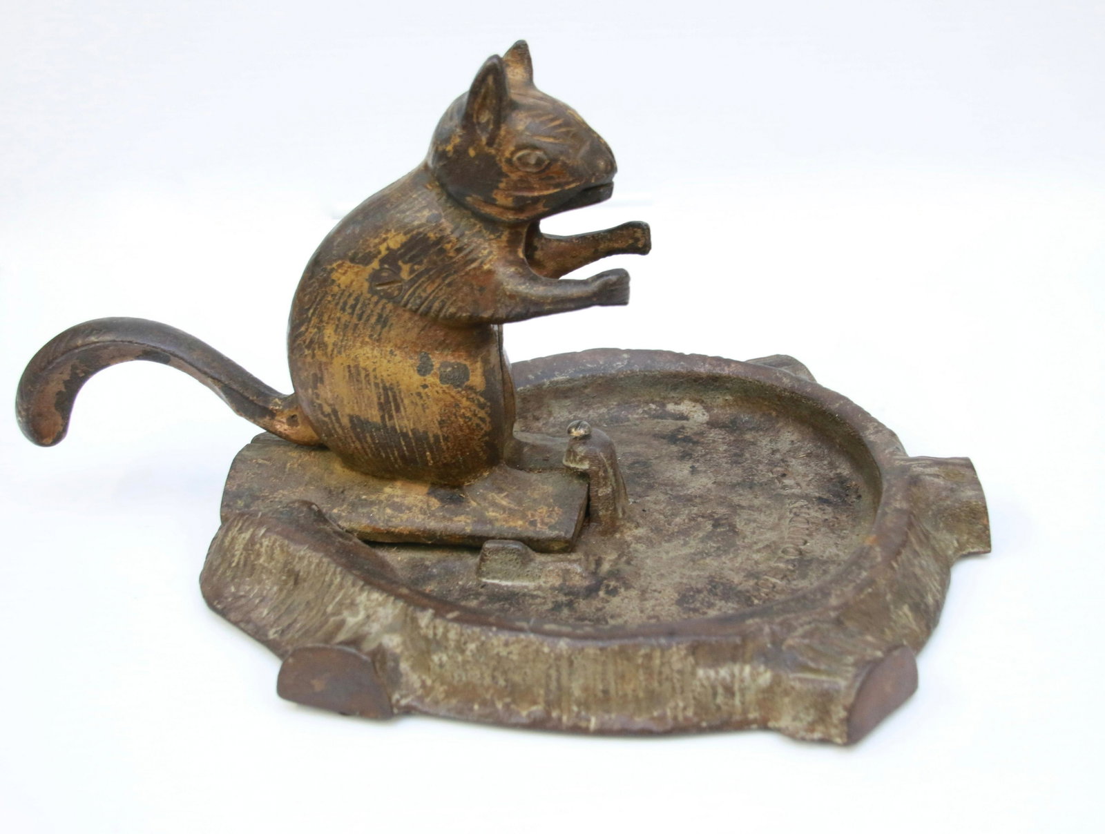 VINTAGE CAST IRON SQUIRREL NUTCRACKER: CAST IRON IN ORIGINAL PAINT - MARKED ACE FOUNDRY. LTD. Size: 13 1/2" X 9" X 6 1/2"