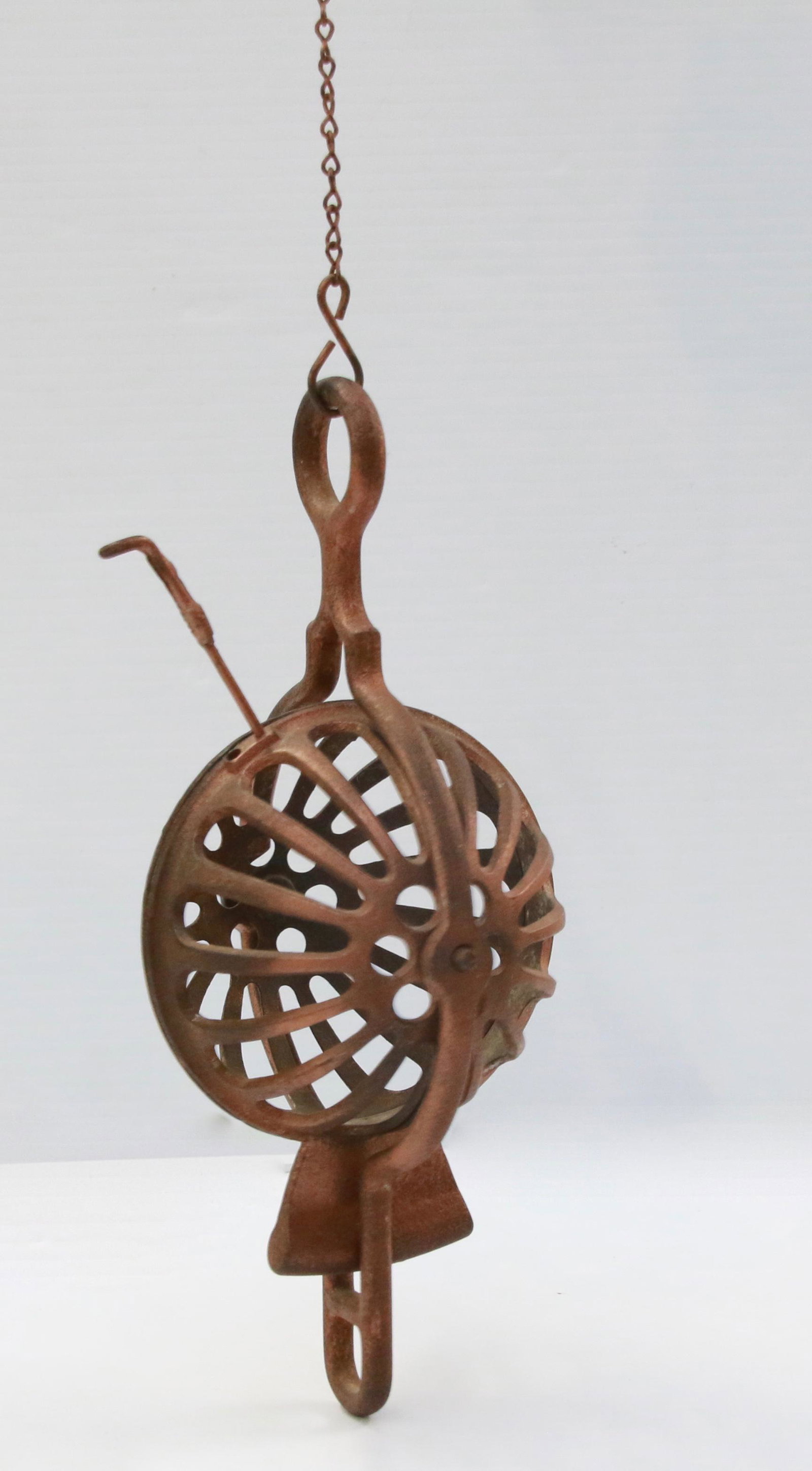 HANGING CAST IRON STRING HOLDER: STRING HOLDER IN ORIGINAL PAINT - PATENT SEPTEMBER 1890 Size: 9 1/4"