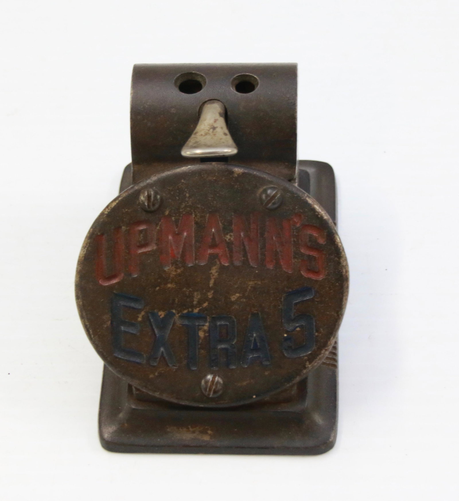 CIGAR ADVERTISING CUTTER: UPMANN'S EXTRA 5 CENT - ERIE SPECIALTY CO. ERIE, PA - PATENT MAY 19TH 1891 - WITH STRIKER ON THE SIDE Size: 4 1/2" X 3" X 3"