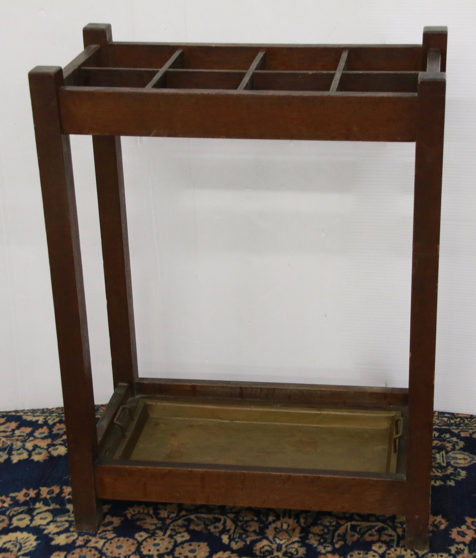 MISSION STYLE UMBRELLA HOLDER: BRASS DRIP TRAY Size: 22" X 12" X 29"