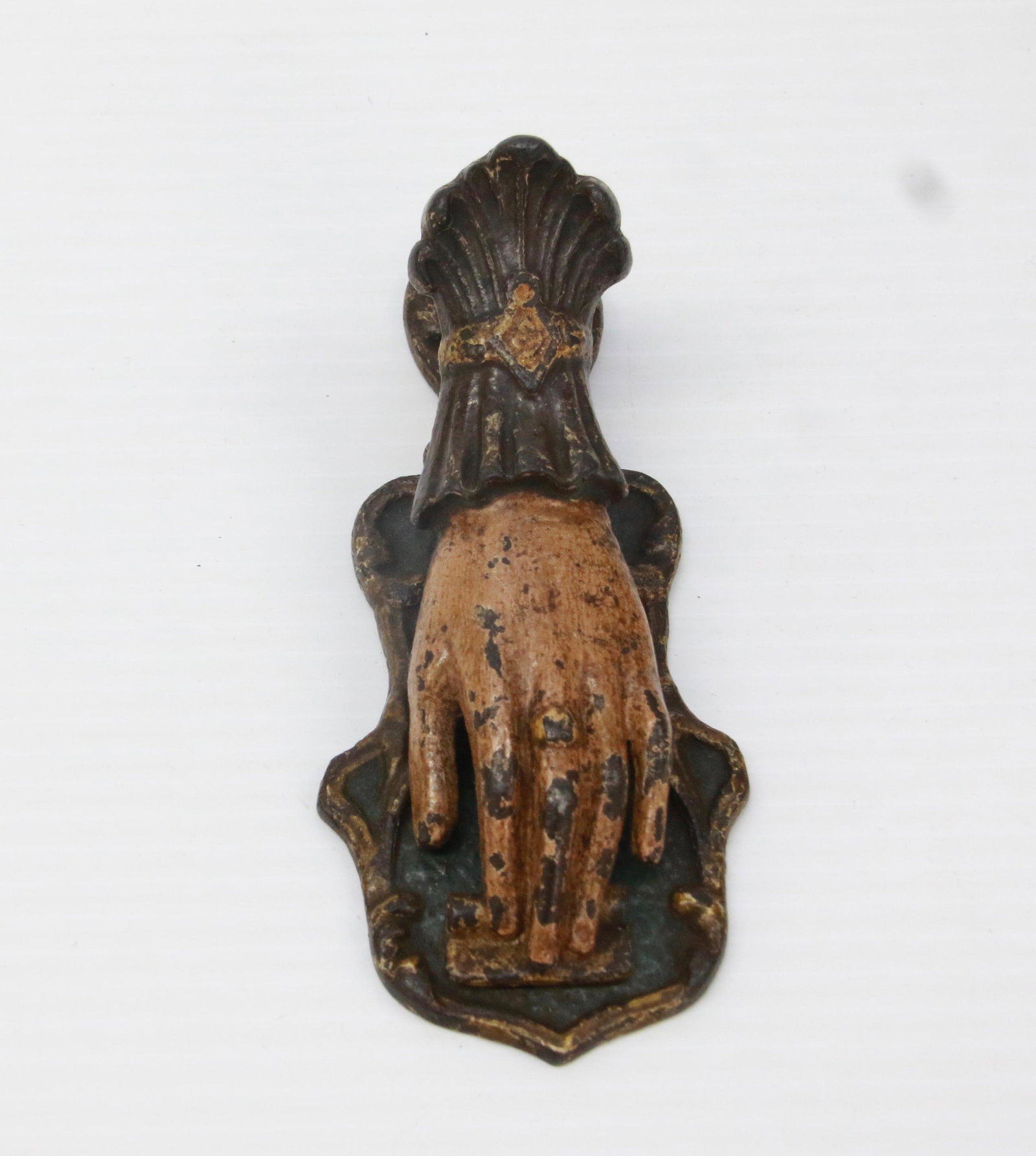 PAINTED HAND BILL CLIP: CAST IRON WITH ORIGINAL PAINT 5 7/8" L