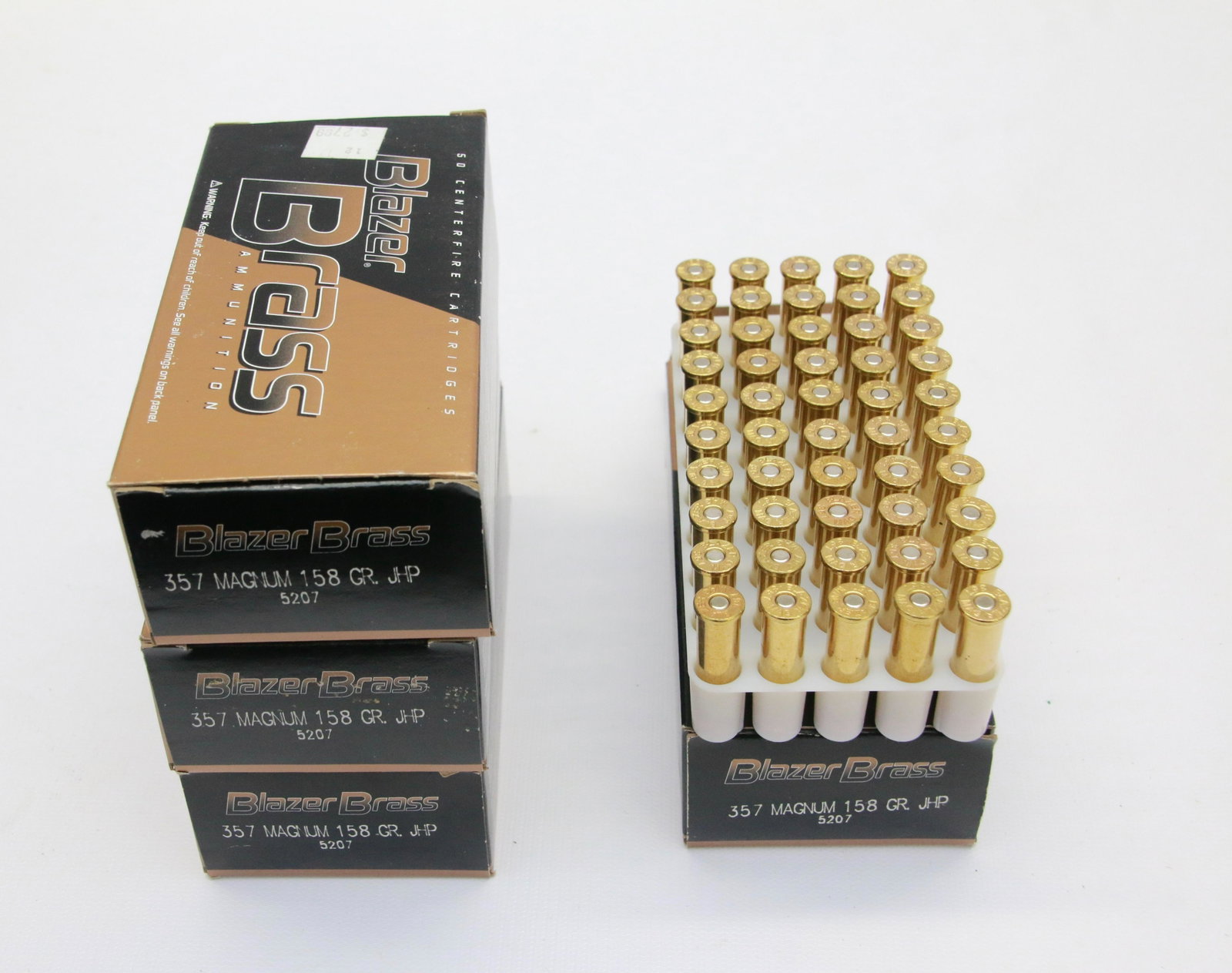 LOT OF AMMUNITION: (4) FULL BOXES OF BLAZER BRASS .357 MAG - 158GR
