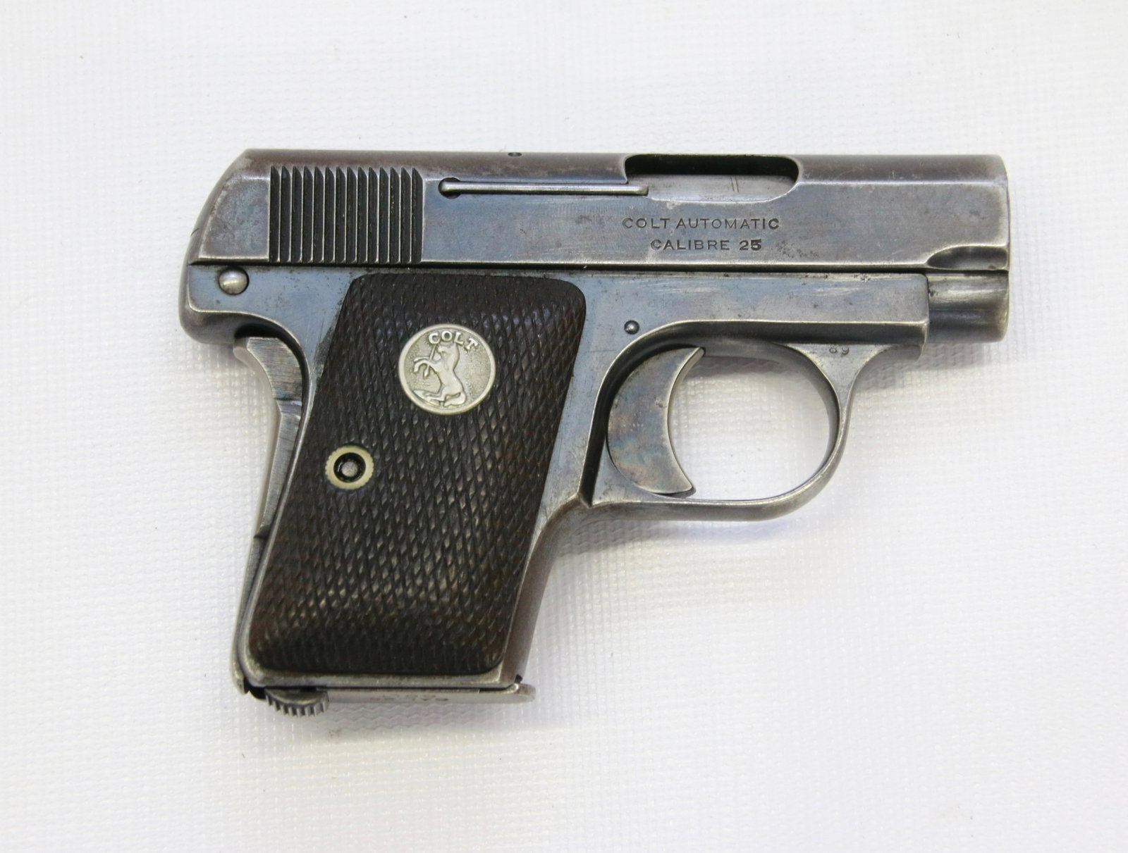 COLT MODEL 1908: .25 ACP - SERIAL# 297010 - MADE IN 1921 - TWO TONED EARLY MAGAZINE - VEST POCKET PISTOL Size: 2" BARREL Important Info.: BACKGROUND CHECK OR FFL REQUIRED