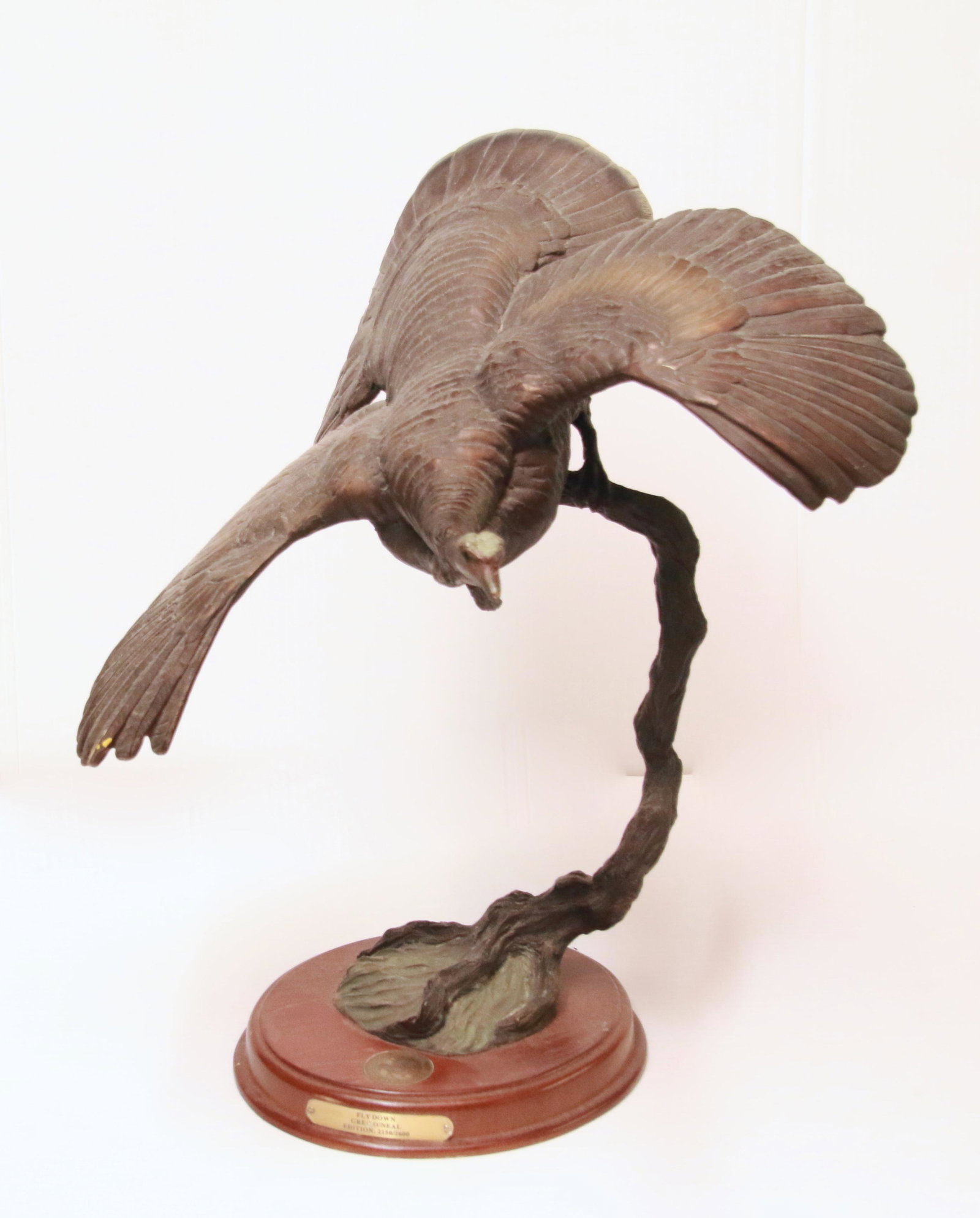 BRONZE TURKEY: NATIONAL WILD TURKEY FEDERATION "FLY DOWN" GREG O'NEAL - 2150/2600 EDITION Size: 16" X 16" X 17"