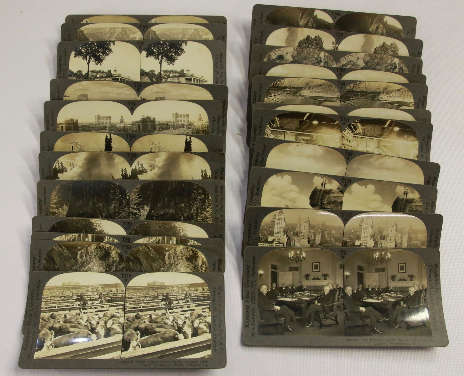 GROUP LOT OF AMERICAN STEREOVIEW CARDS: 27 TURN-OF-THE-CENTURY KEYSTONE VIEW COMPANY CARDS. VIEWS OF AMERICA.