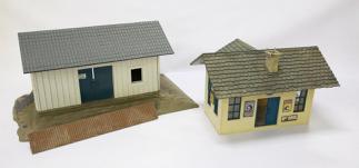 PAIR OF LGB TRAIN STATION BUILDINGS: INCLUDING: "GARDEN CITY" TICKET OFFICE AND STORAGE BUILDING Size: LARGEST IS 22" X 12 1/2" X 9 3/4"