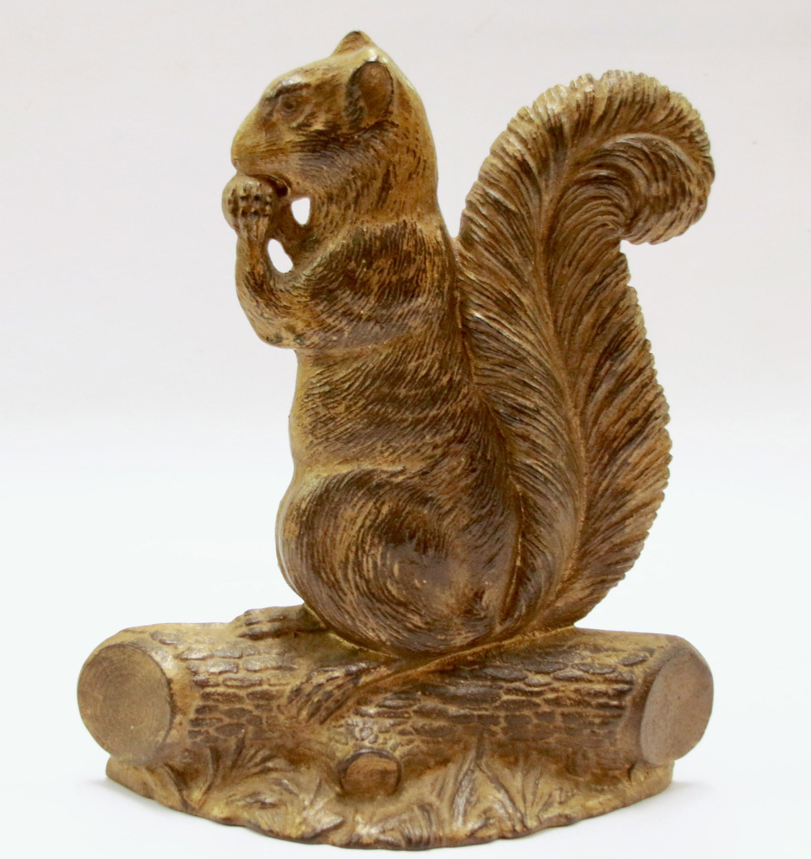CAST IRON SQUIRREL DOORSTOP: FINELY DETAILED SQUIRREL DOOR STOP IN ORIGINAL PAINT - LATE 19TH EARLY 20TH CENTURY Size: 11 1/2" H X 10" W We do not give IN-HOUSE shipping quotes. Please email japakmail@earthlink.net - All items on
