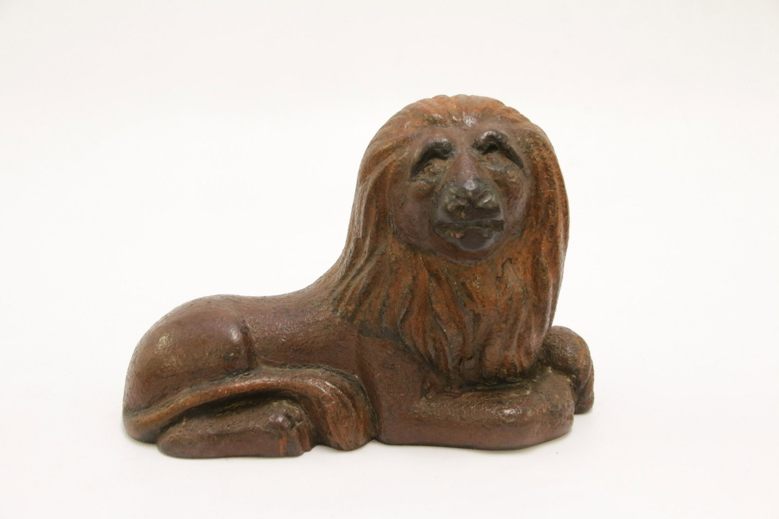 CAST IRON LION DOORSTOP: 19TH CENTURY DOOR STOP IN ORIGINAL PAINT Size: 5" H X 7 1/2" W We do not give IN-HOUSE shipping quotes. Please email japakmail@earthlink.net - All items once paid will be taken to our shipper. There w