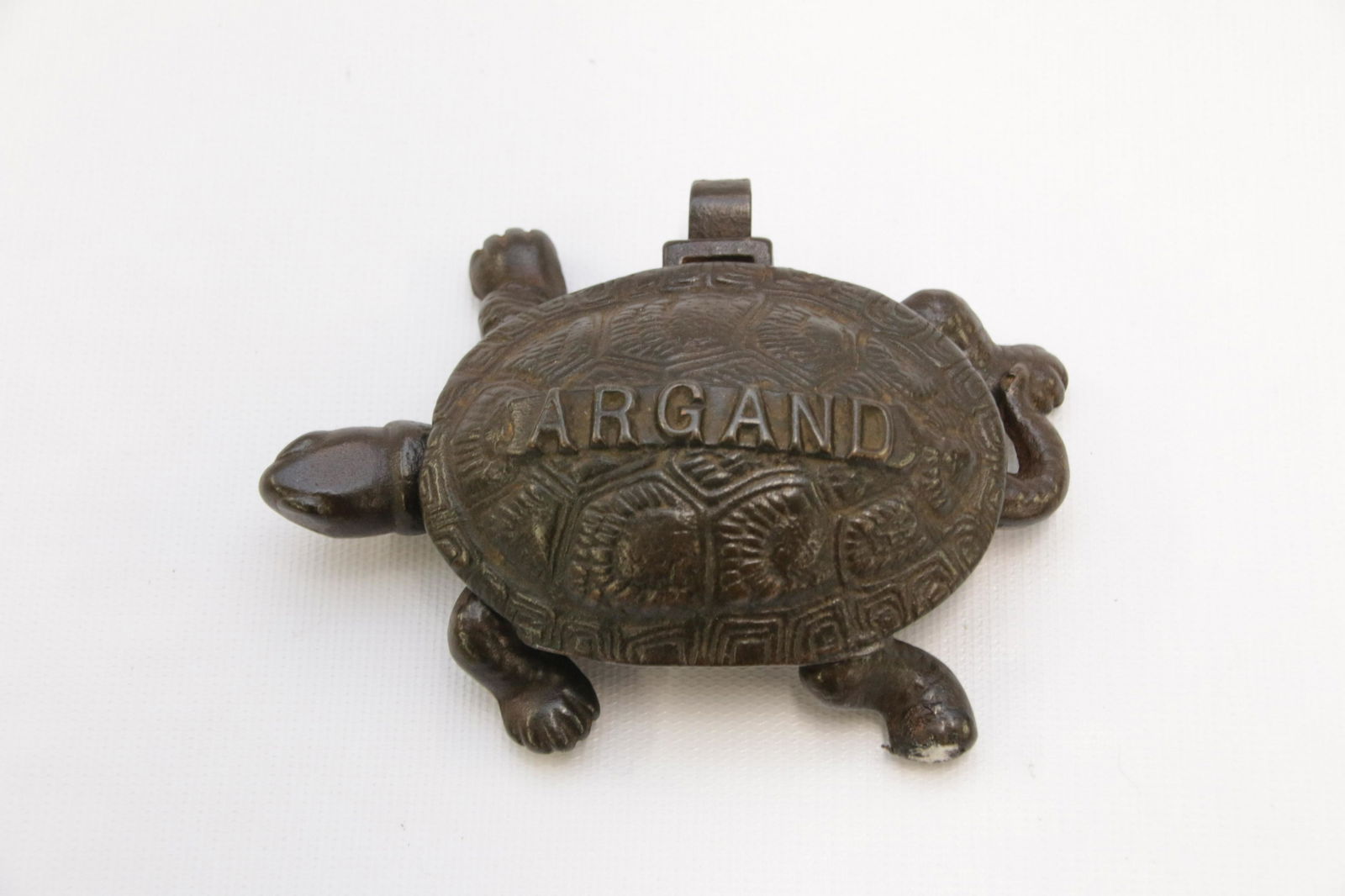 CAST IRON ADVERTISING TURTLE: 19TH CENTURY MATCH HOLDER - ARGAND BY; ALBANY FOUNDRY - ALBANY, NEW YORK Size: 4 3/4" L We do not give IN-HOUSE shipping quotes. Please email japakmail@earthlink.net - All items once paid will be take