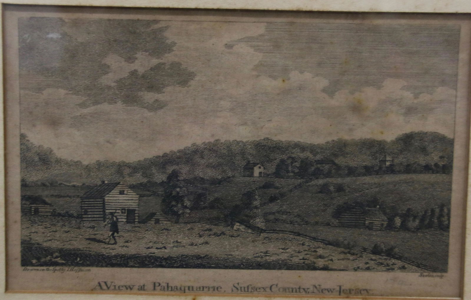 I. HOFFMAN VIEW OF NEW JERSEY: "DRAWN ON THE SPOT" BY; I. HOFFMAN - A VIEW OF PAHAQUARRY, SUSSEX COUNTY, NEW JERSEY - EARLY 19TH CENTURY Size: 4" X 6.5" Important Shipping Information: We do not give IN-HOUSE shipping quotes. Ple
