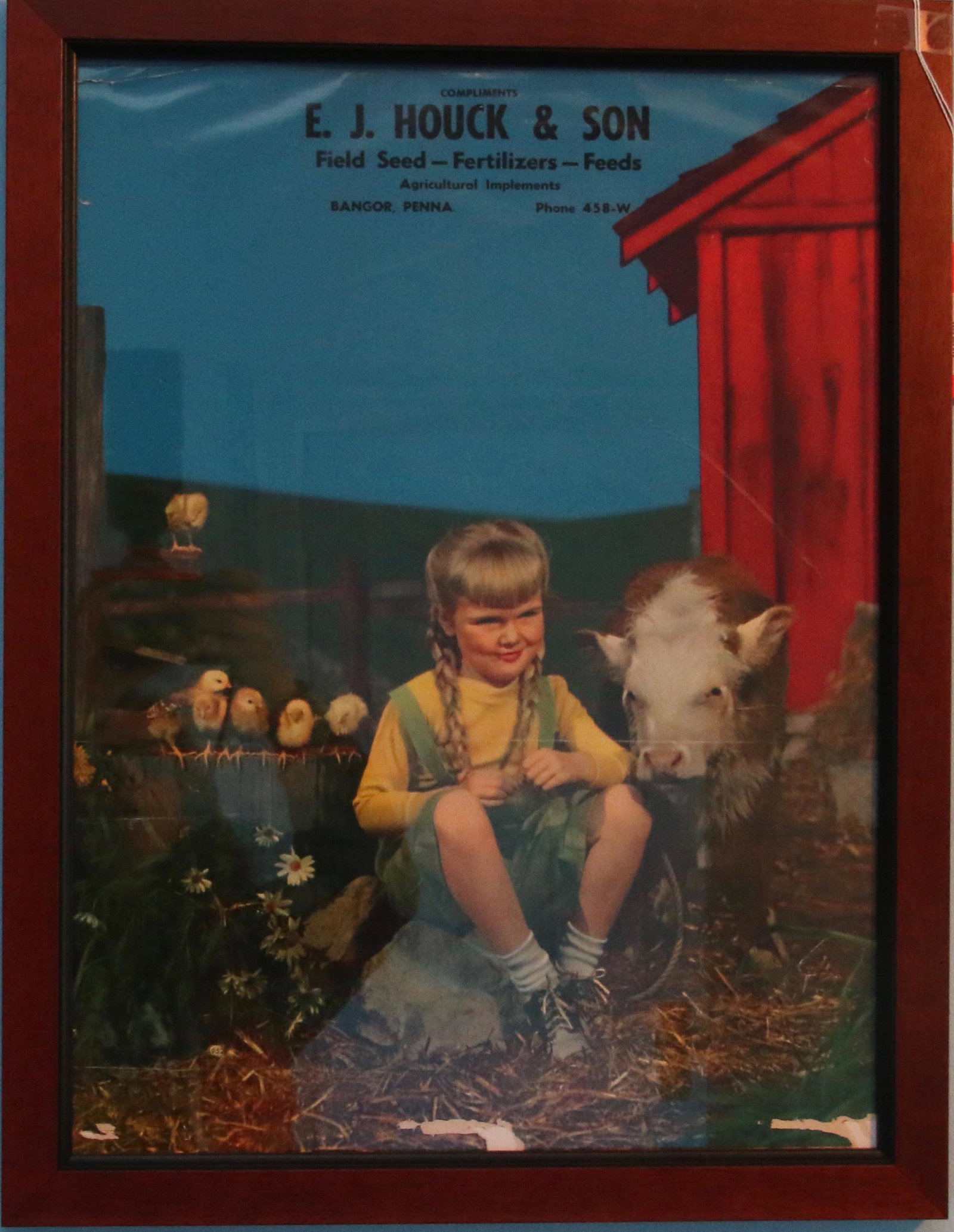 (2) E.J. HOUCK AND SON PIECES: (2) FRAMED AND MATTED LOCAL BANGOR ADVERTISEMENTS