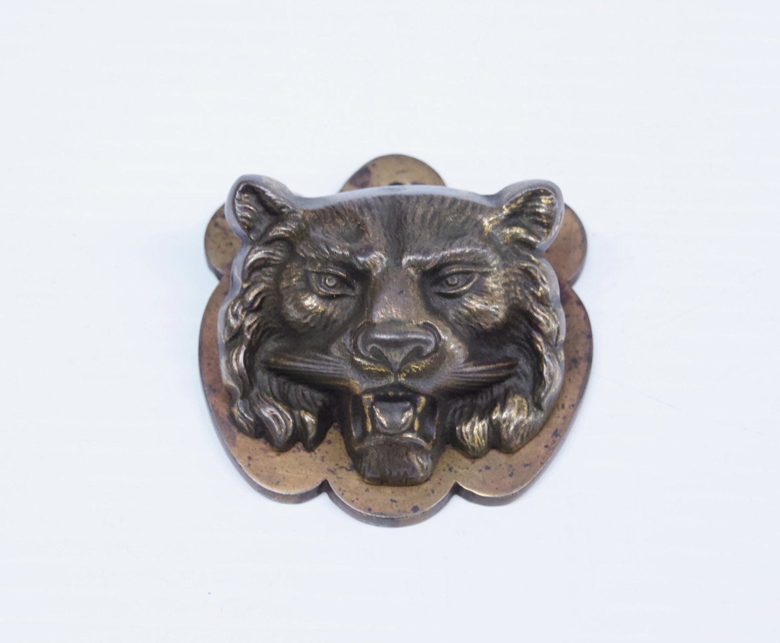 19TH CENTURY LION BILL CLIP: BRASS PLATED BILL CLIP - RARE DETAILED FORM Dimensions: 3"