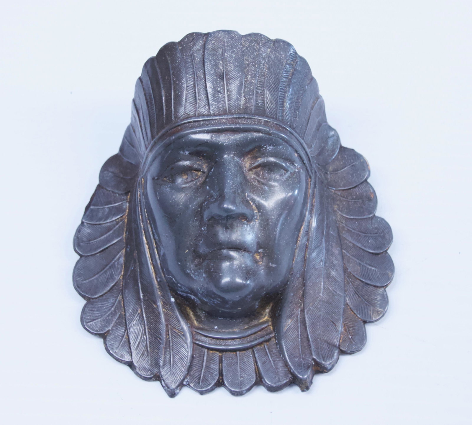 19TH CENTURY INDIAN MATCH HOLDER: ROGERS SILVER PLATE CO. DANBURY, CT - NICE DETAIL Dimensions: 5" X 6"