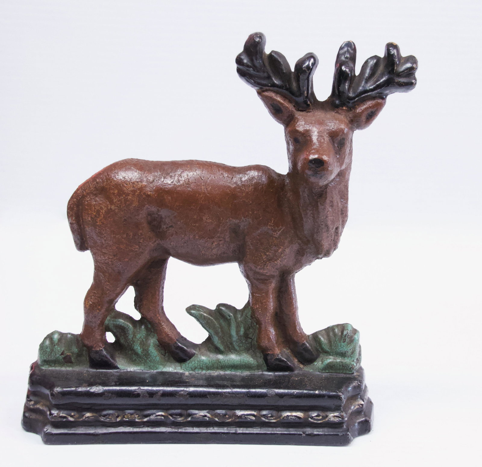 RARE CAST IRON DEER DOOR STOP: 19TH CENTURY - EXCELLENT FORM Dimensions: 7 1/4" X 8"