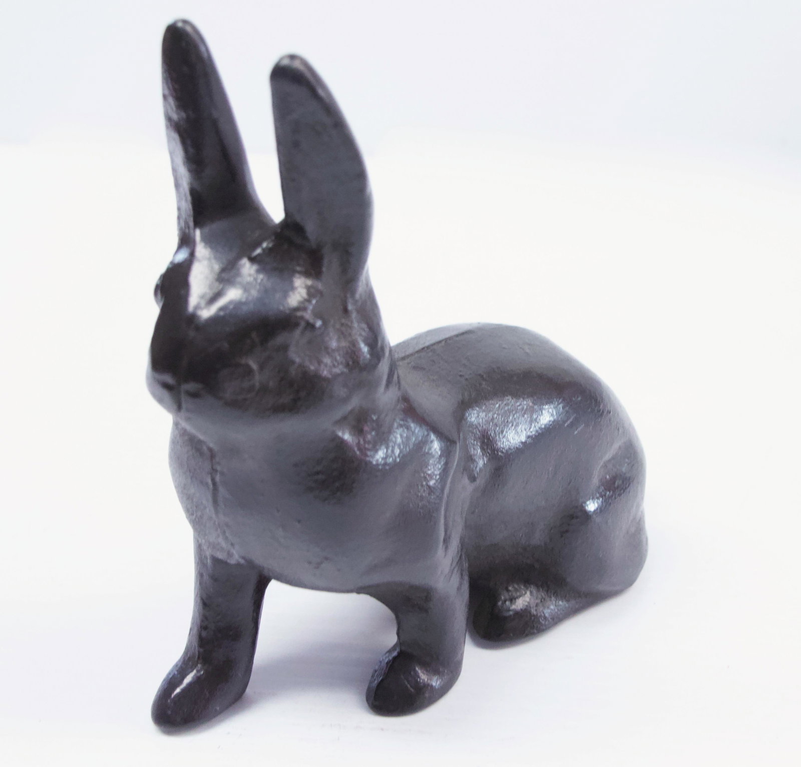 ANTIQUE IRON RABBIT DOORSTOP: IN ORIGINAL BLACK PAINT