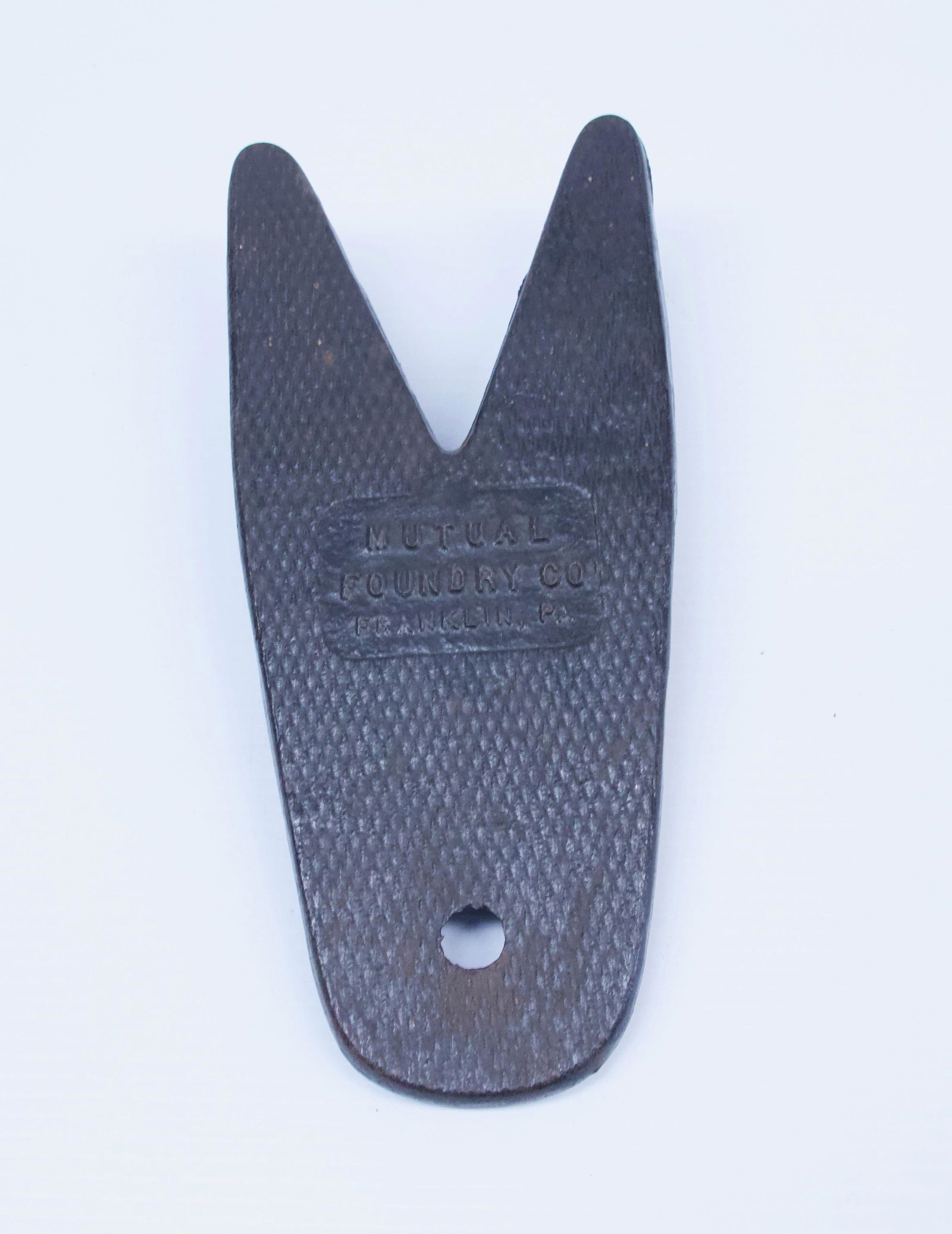 CAST IRON BOOTJACK: MRKD. MUTUAL FOUNDRY CO. FRANKLIN, PA Dimensions: 12" L