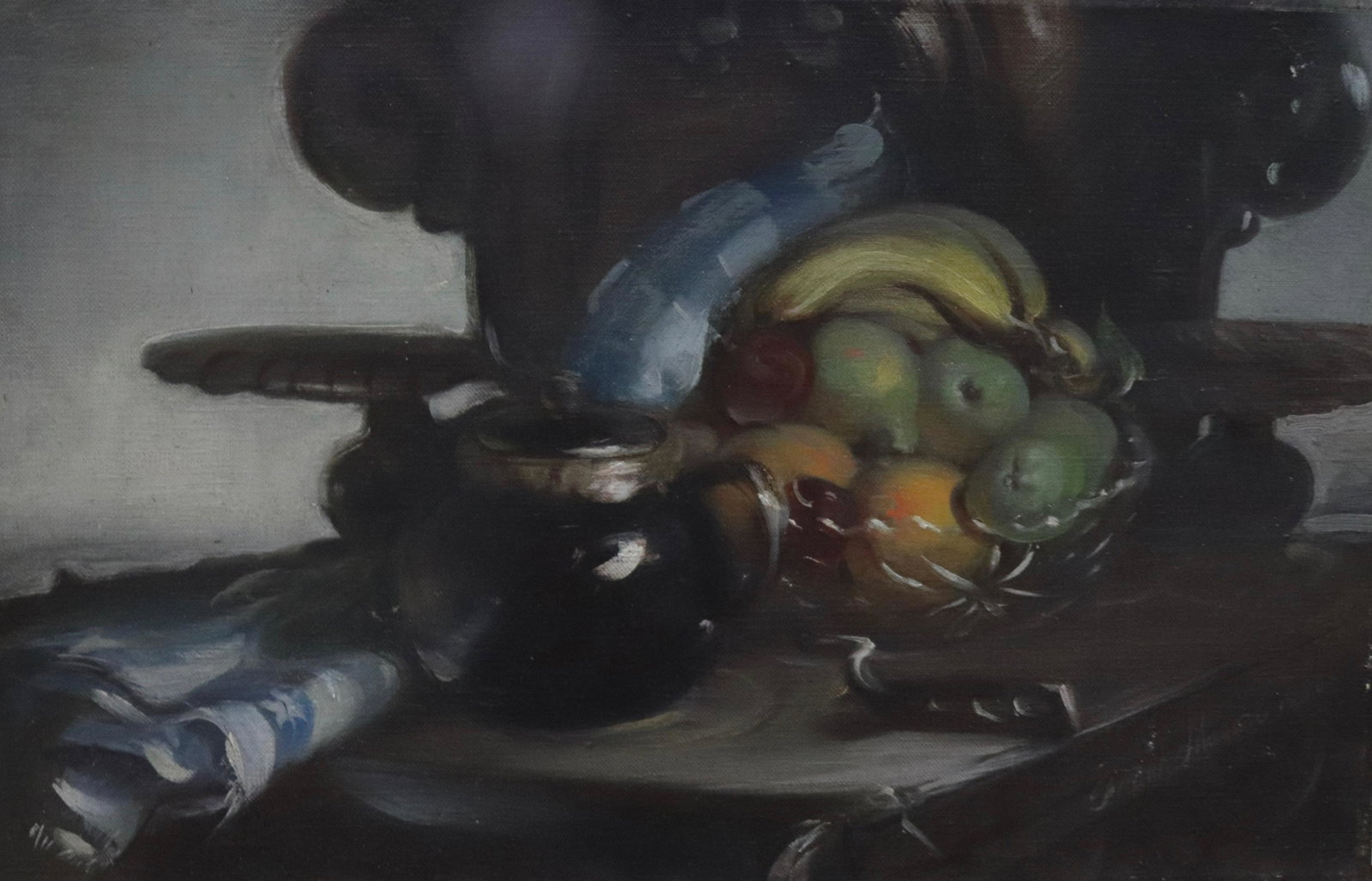FRANK HERBERT MASON OIL ON CANVAS: STILL LIFE - EARLY UNTOUCHED PAINTED - SIGNED LOWER RIGHT Dimensions: 14" X 22 1/2"