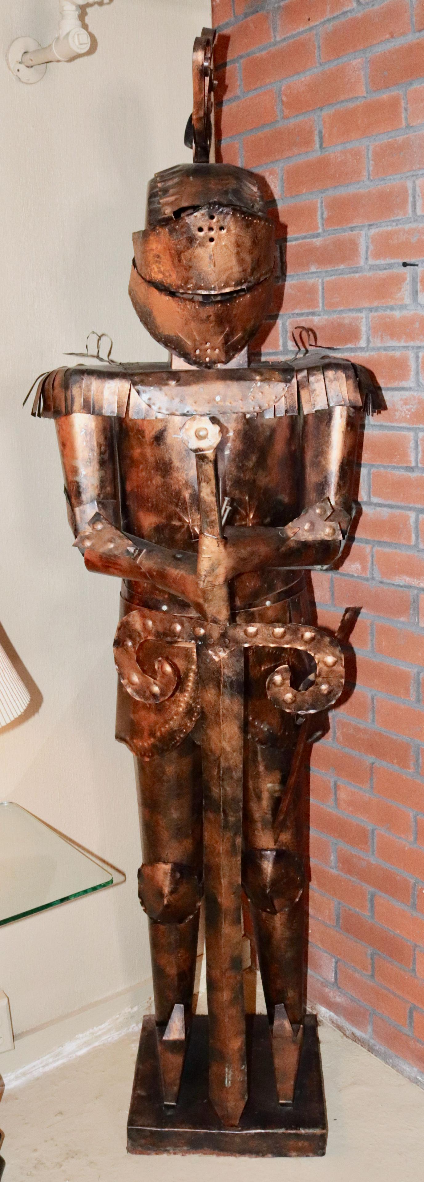 DECORATIVE SUIT OF ARMOR: COMPLETE ONE PIECE SUIT ON STAND SIZE: 74" H