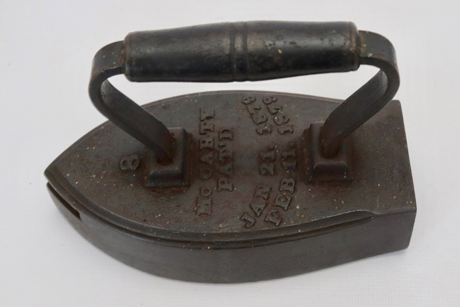 GAS JET HEATED IRON: MCCARTY - PATENTED 1879 DIMENSIONS: 7 1/2"
