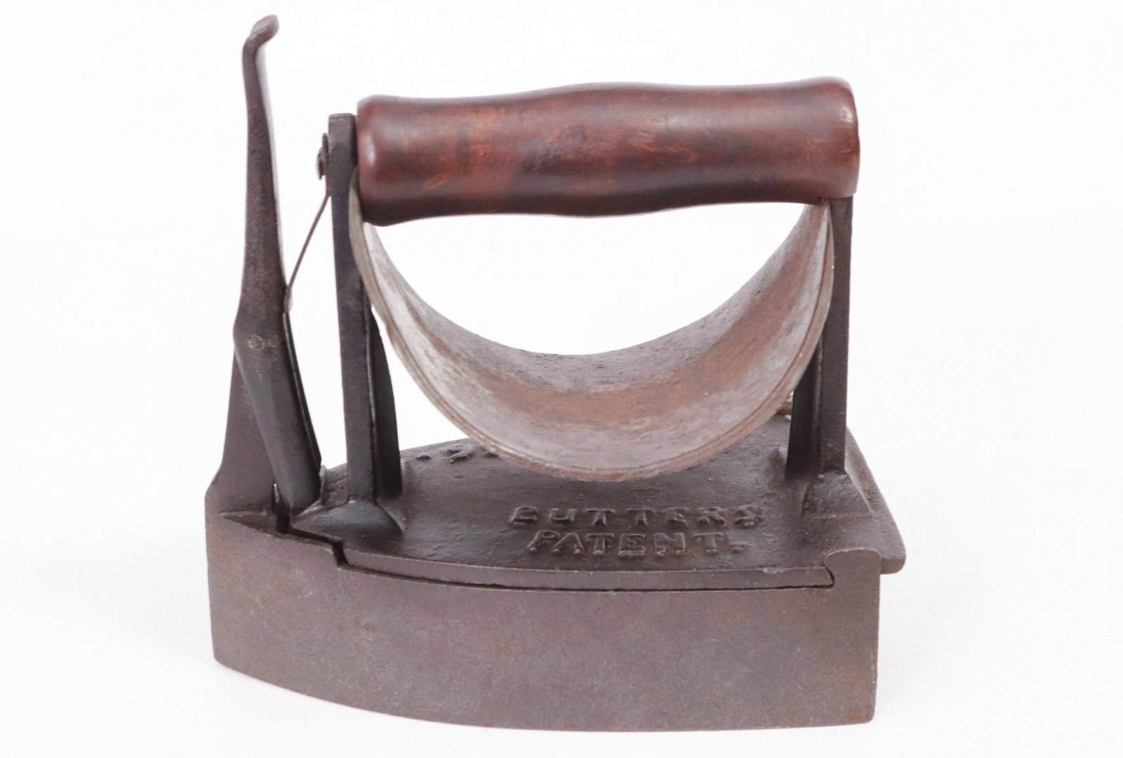 "BUTTERS" 1866 PATENT: SLUG IRON WITH LIFT TOP AND DETACHABLE HANDLE - WITH SLUG DIMENSIONS: 5 3/4"