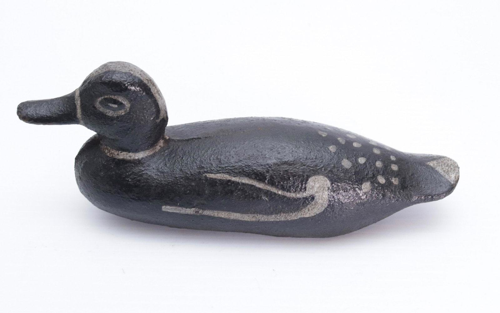 CAST IRON DUCK DOORSTOP: 19TH CENTURY DOOR STOP - PAINTED SURFACE 3 1/4" X 8 1/4"