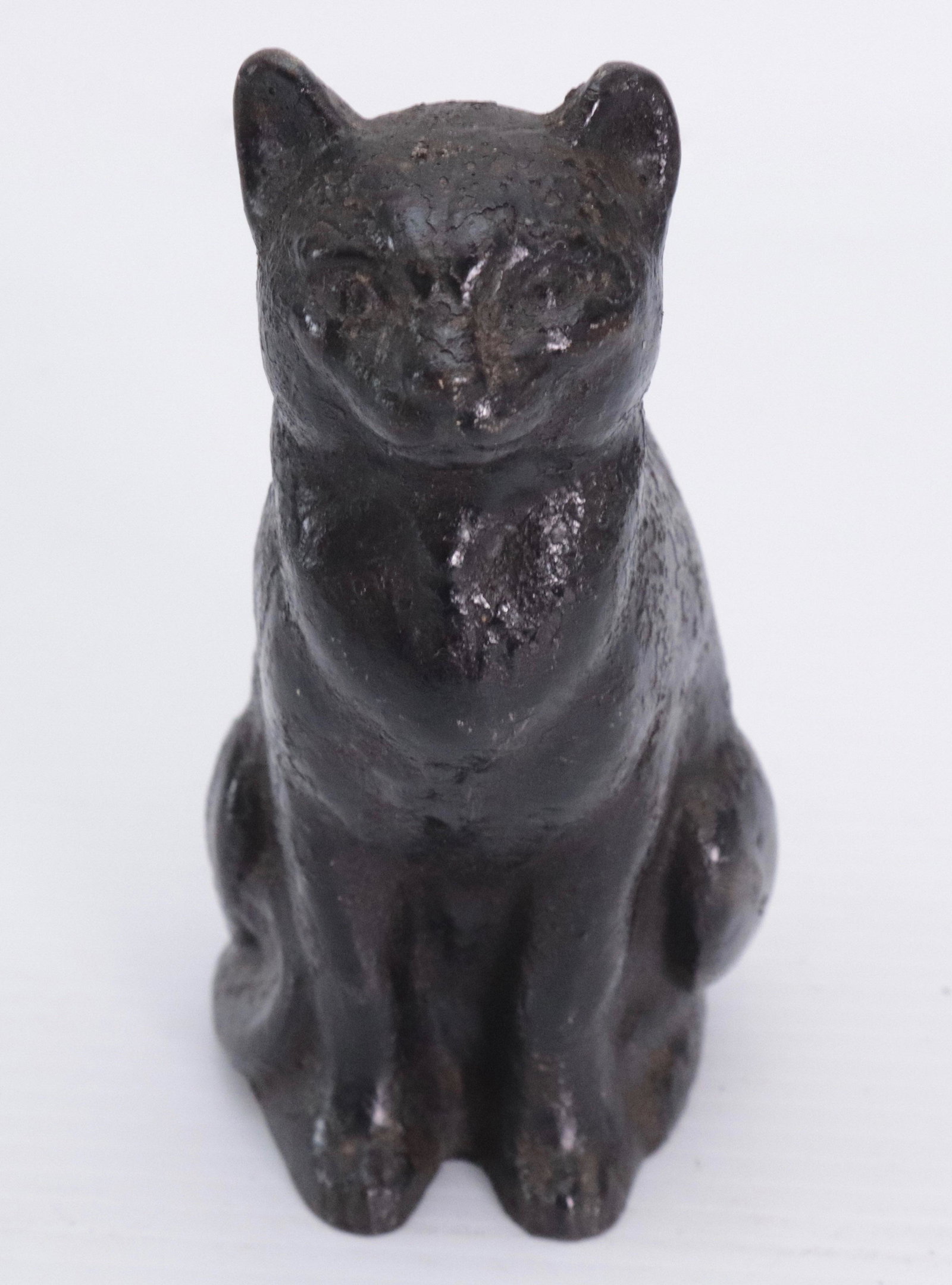 CAST IRON CAT DOORSTOP: BLACK PAINT 5 1/2" H