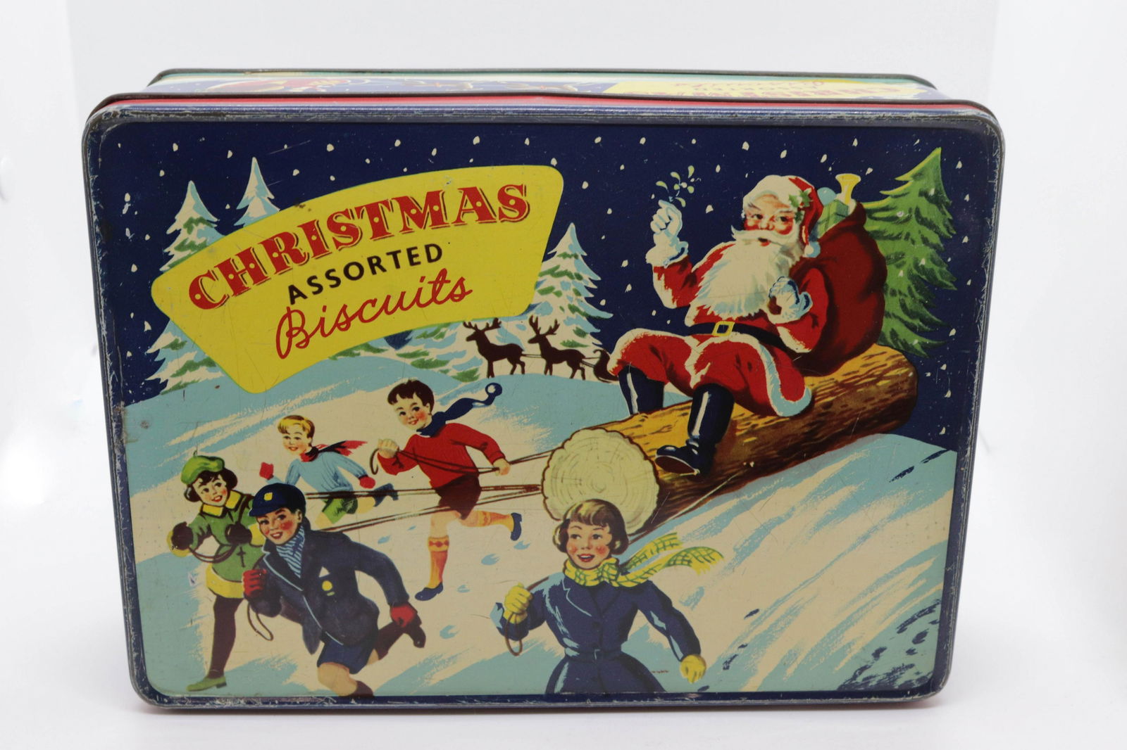 TIN LITHOGRAPH SANTA BISCUIT TIN (1 of 5)