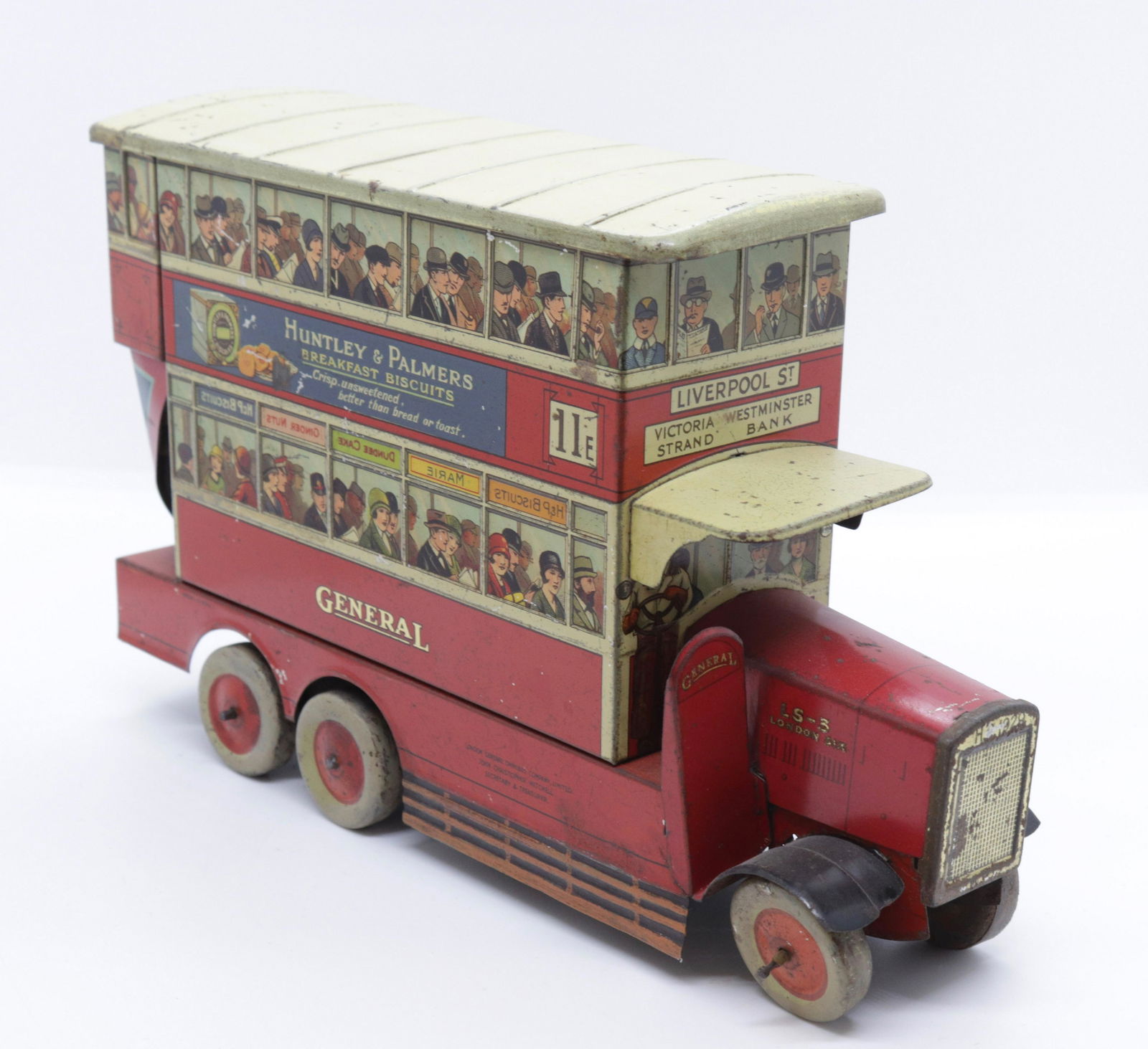 HUNTLEY & PALMERS "DOUBLE DECKER BUS" BISCUIT TIN (1 of 7)