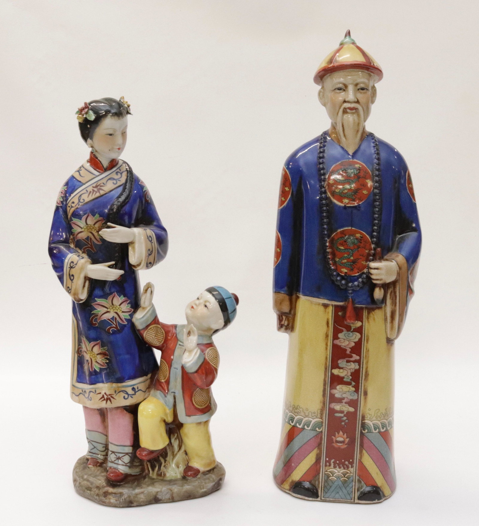 PR OF ASIAN STATUES: ELDER AND MOTHER WITH CHILD 18"X5"