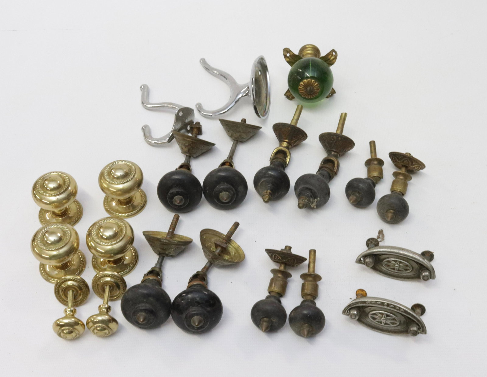 GROUP LOT OF FURNITURE HARDWARE: DROP PULLS AND MORE