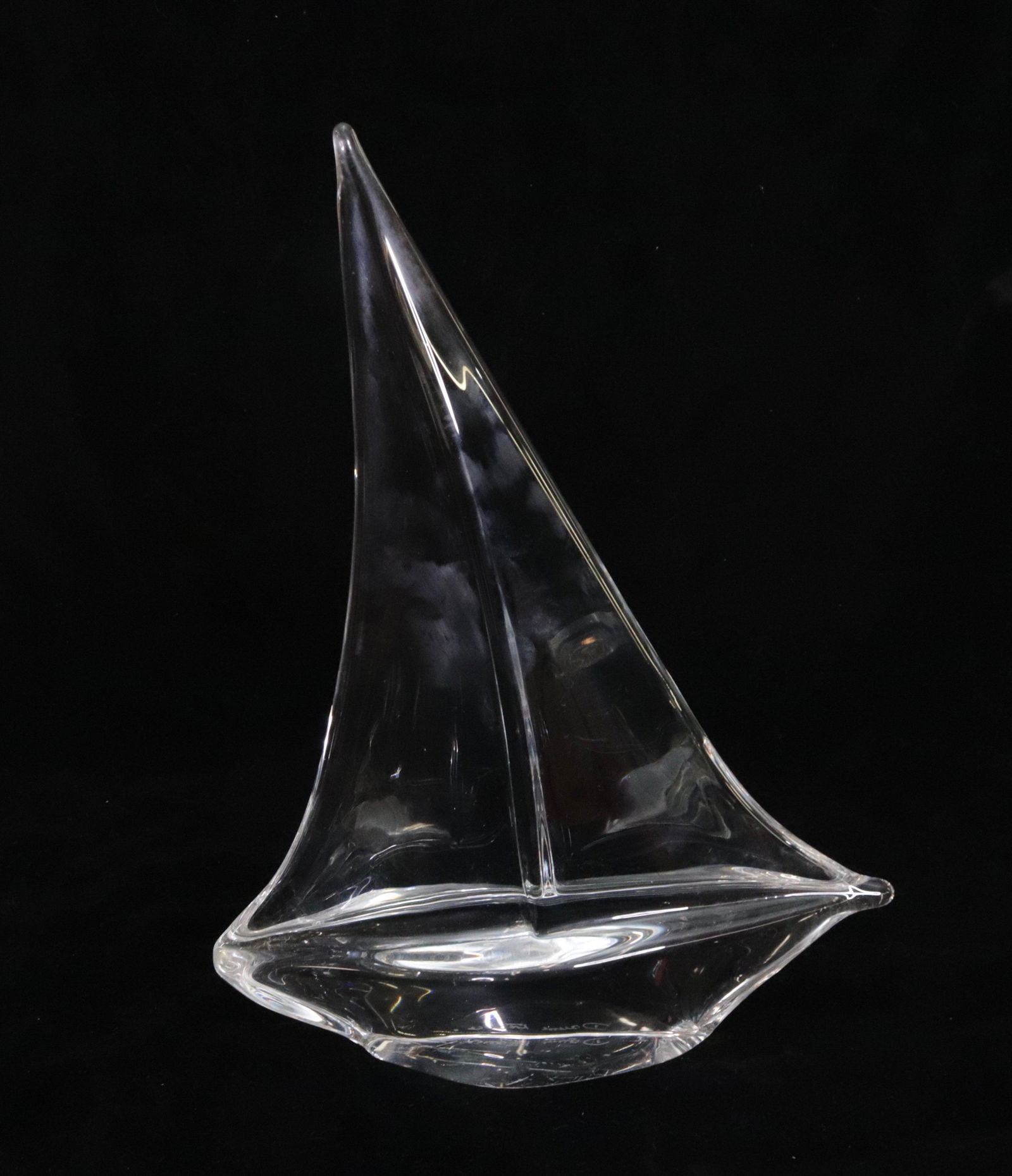 DAUM FRANCE GLASS SHIP: GLASS FRENCH SAILBOAT 13" X 9 1/2"