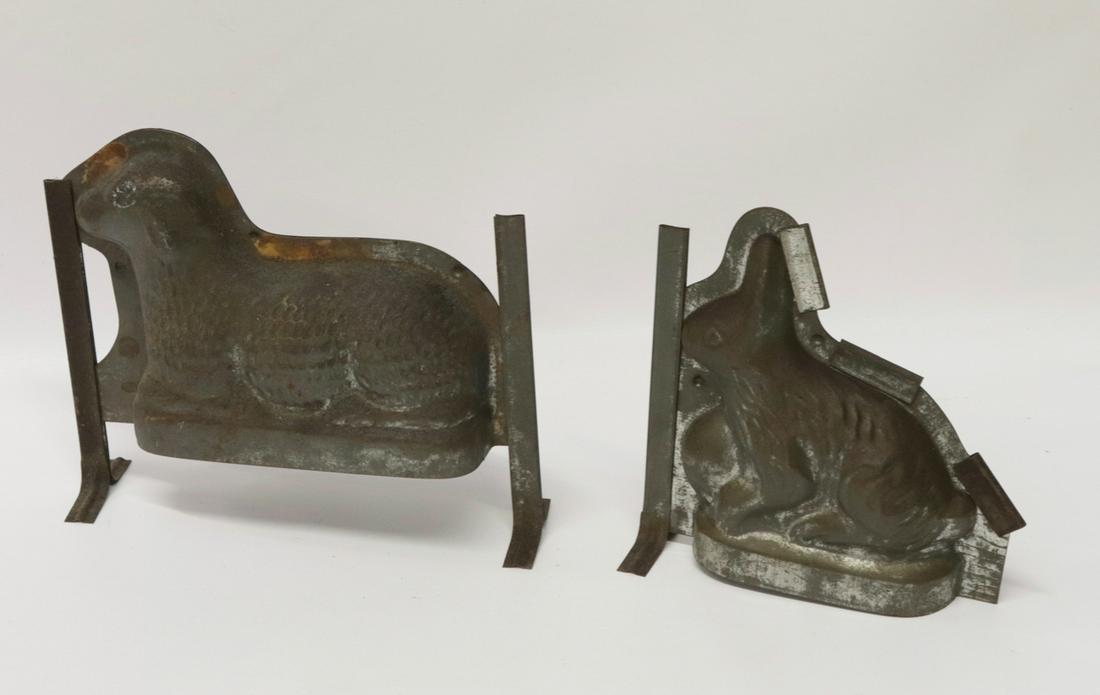 PAIR OF VINTAGE CHOCOLATE MOLDS: RABBIT AND LAMB RABBIT 7" H