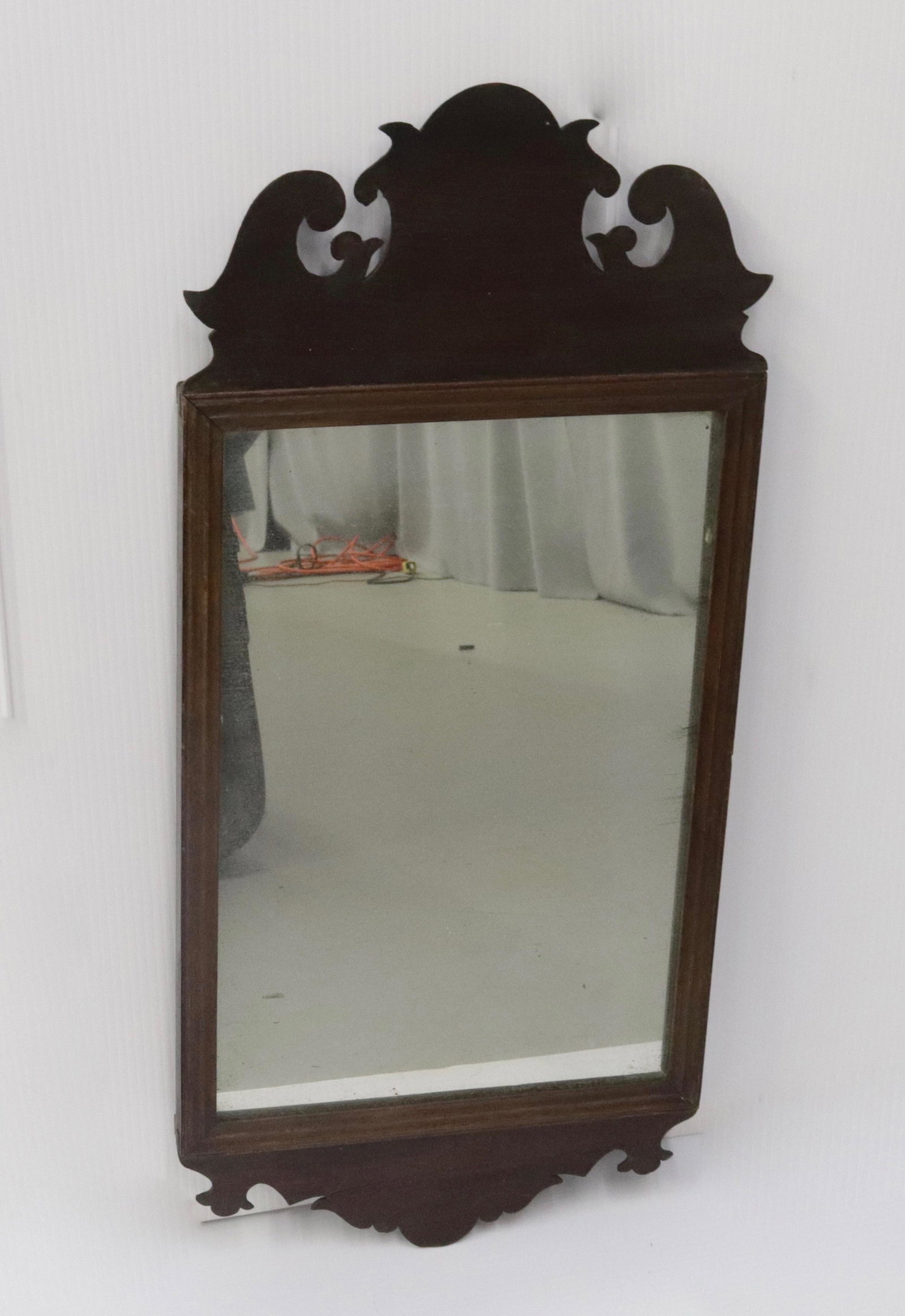 ANTIQUE CHIPPENDALE STYLE MIRROR: 19TH C. 30" X 13 3/4"