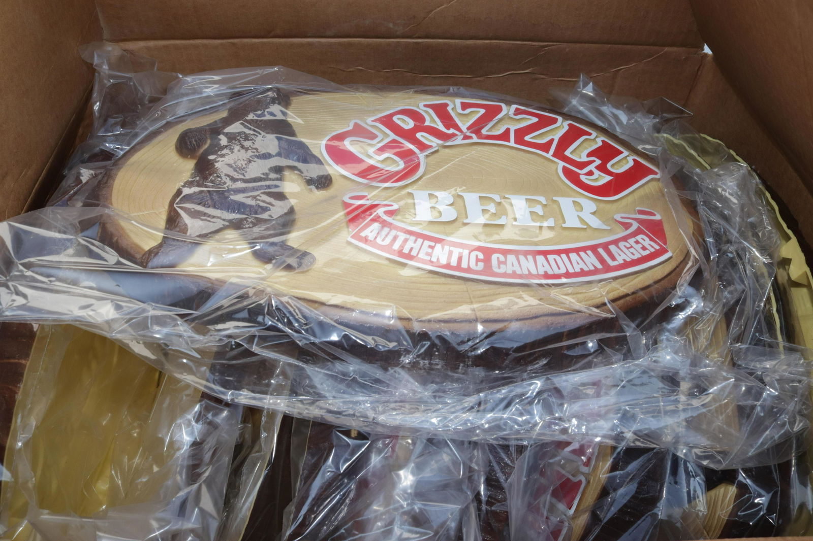 BOX OF NEW OLD STOCK ADVERTISING BEER SIGNS (1 of 2)