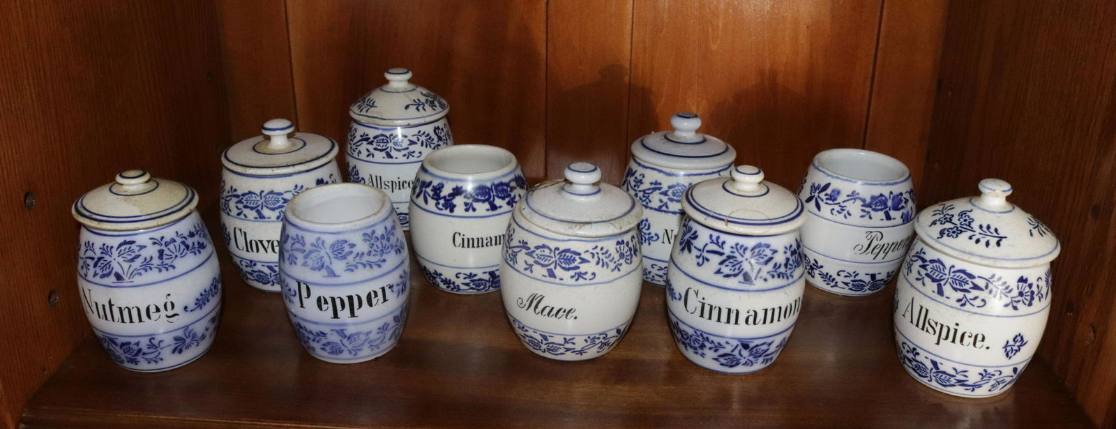 GROUP LOT OF BLUE AND WHITE SPICE JARS (1 of 2)