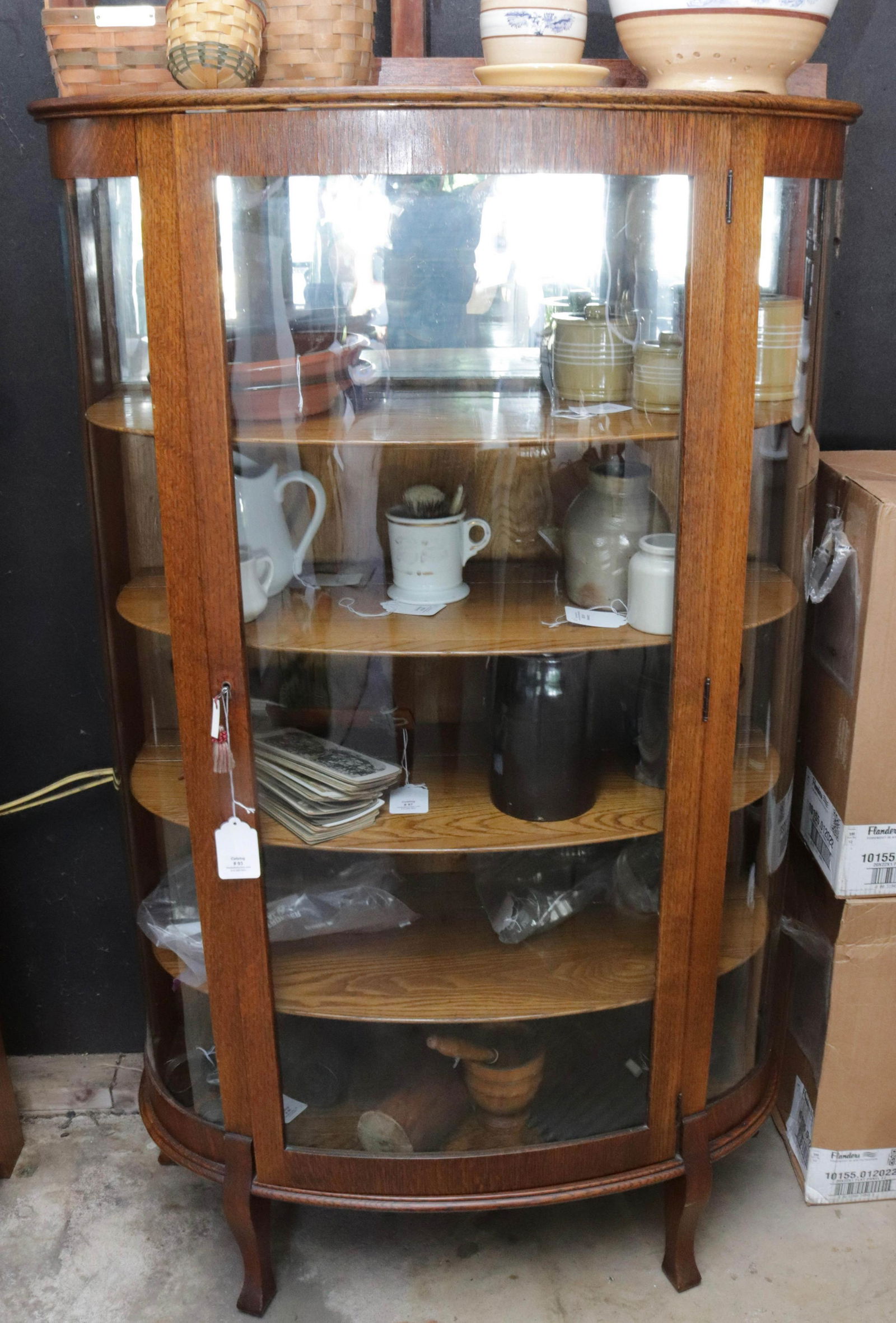 OAK BOW FRONT CHINA CLOSET (1 of 1)