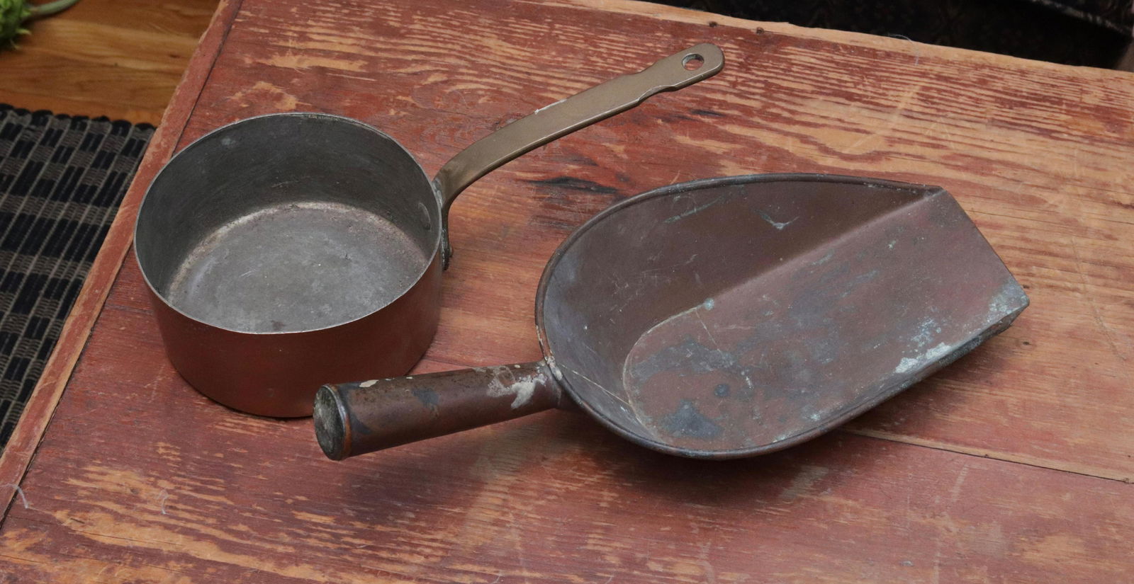COPPER POT AND BRASS SCOOP (1 of 2)