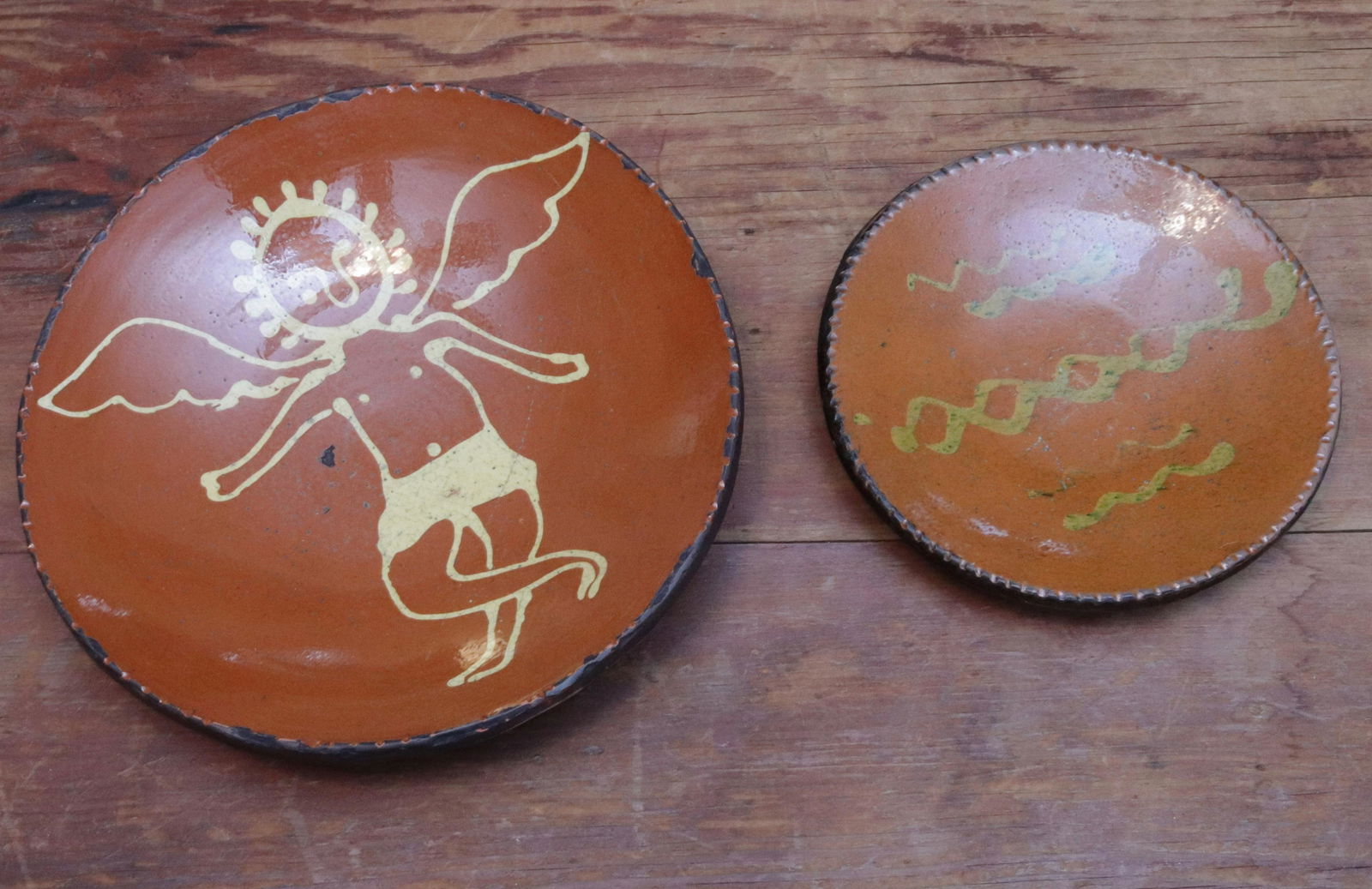 PAIR OF CONTEMPORARY REDWARE PLATES (1 of 2)