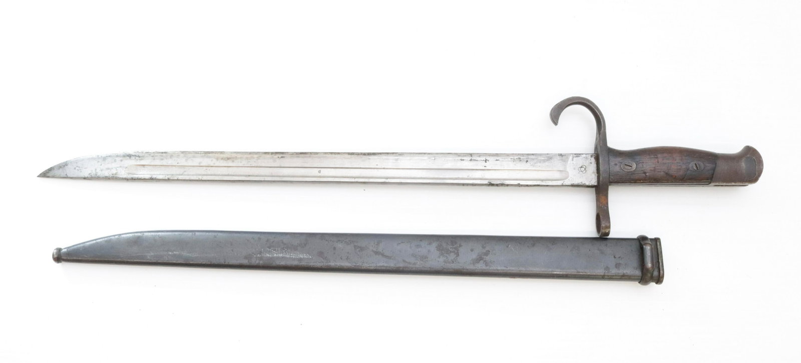 WWII JAPANESE BAYONET: WITH SCABBARD AND MARKED - 15 1/2" BLADE