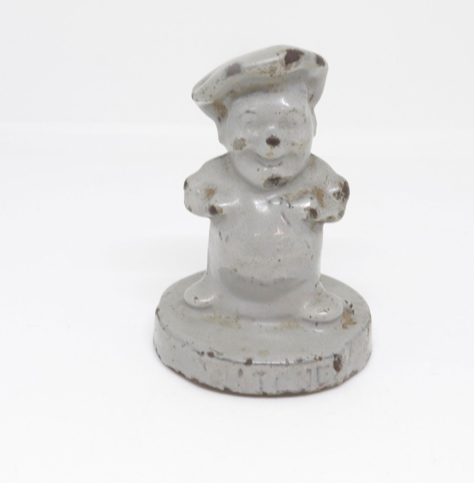 ENAMELED CAST IRON ADVERTISING PAPERWEIGHT: BAKER ADVERTISING THATCHER BOILER, RANGES, FURNACES 3.25" H