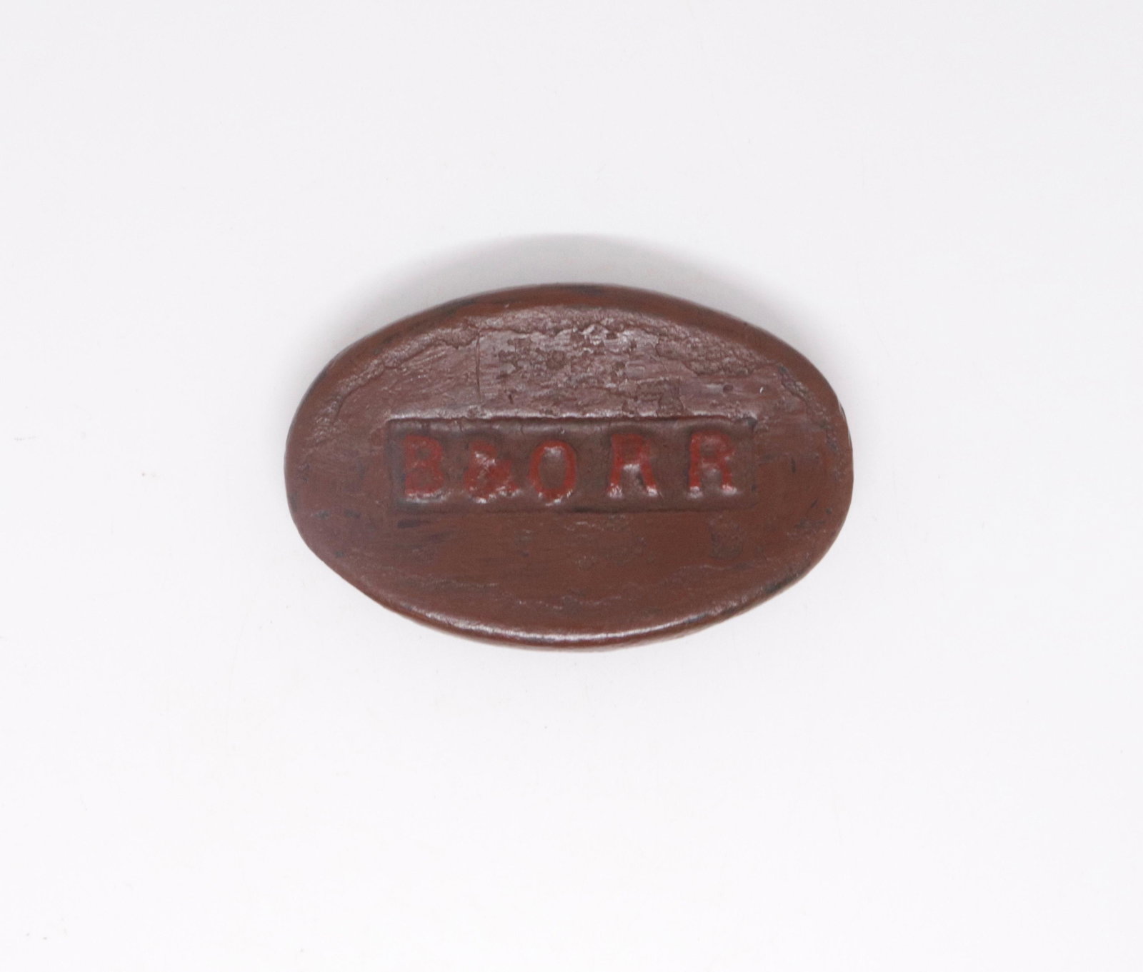 B&O RAILROAD PAPERWEIGHT: PAINTED CAST IRON 4" L