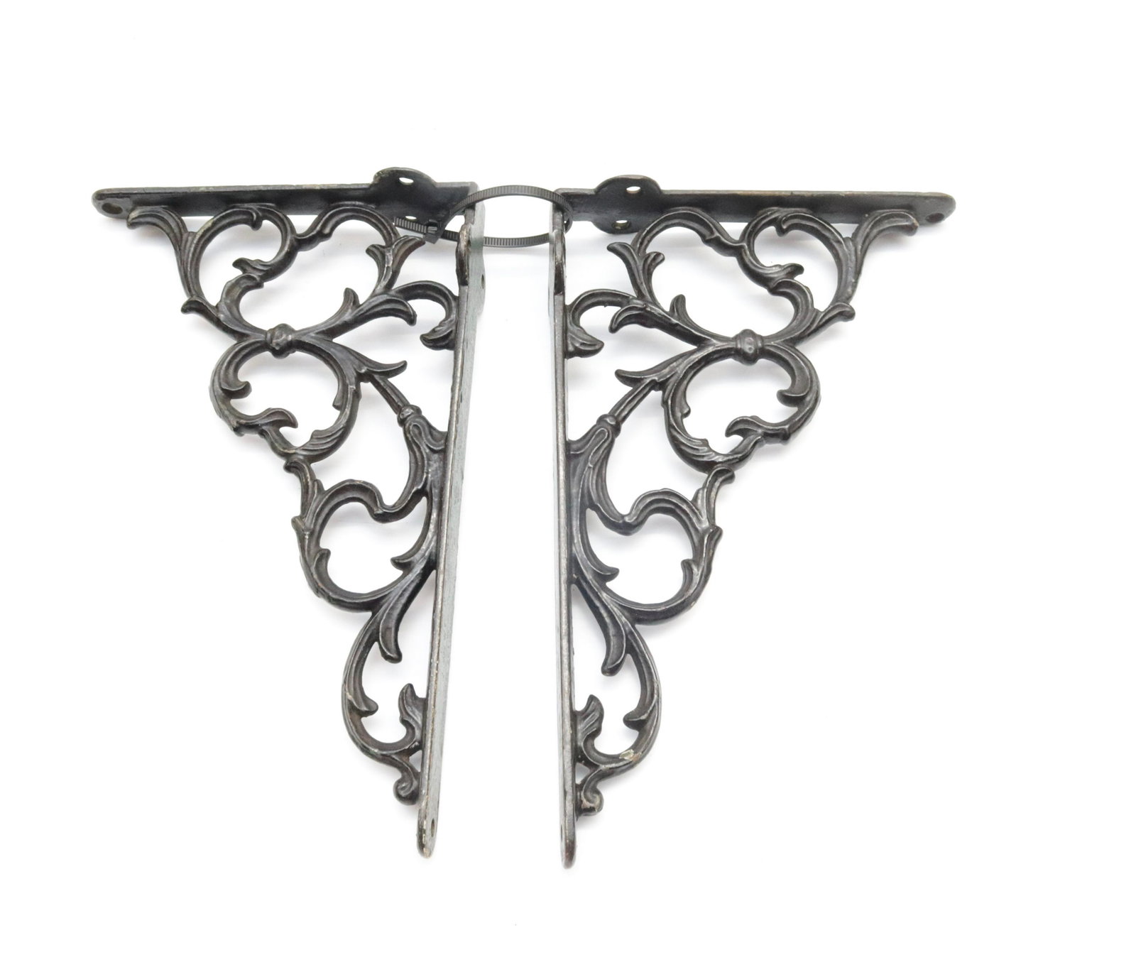 PAIR OF VICTORIAN SHELF BRACKETS: PAINTED SURFACE 9.75" X 6.25"
